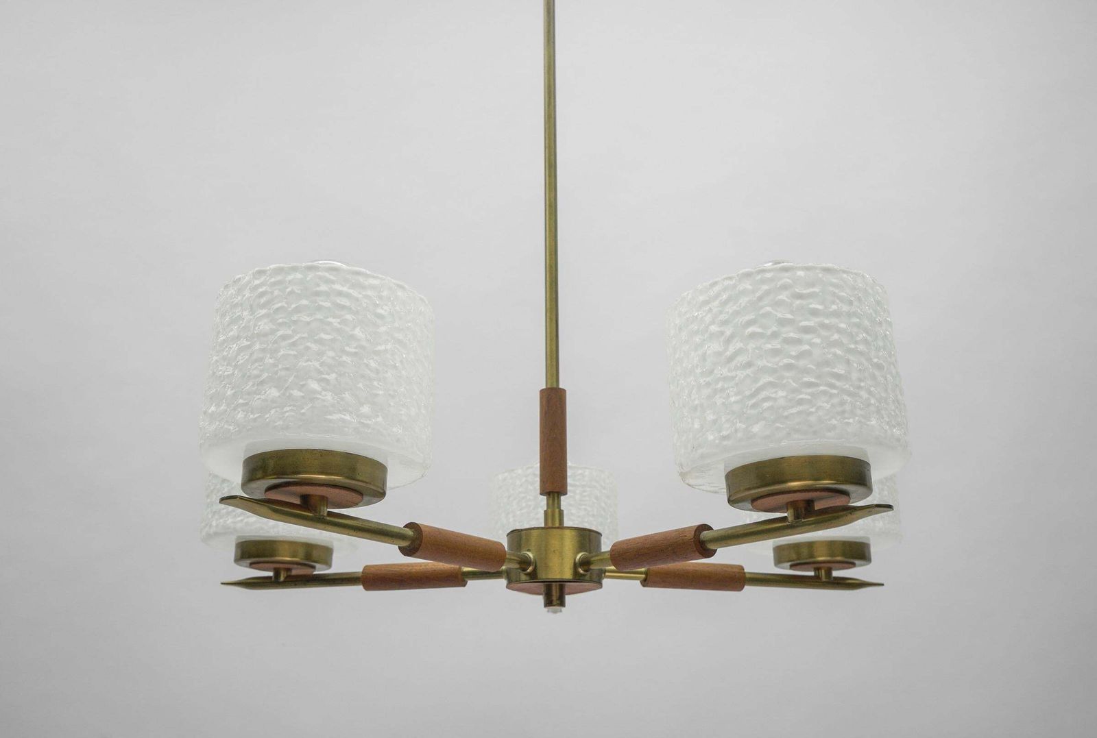 Rare Swedish Brass Lamp With White Glass Shades, 1960s photo 892.0