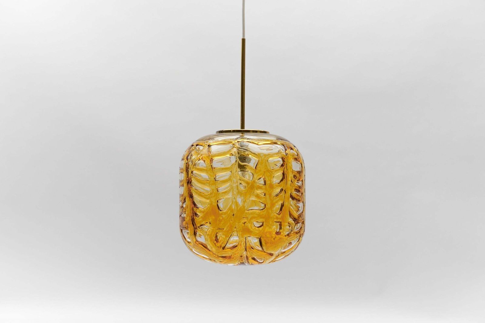 Large Oval Yellow Murano Glass Ball Pendant Lamp By Doria, 1960s Germany photo Lighting