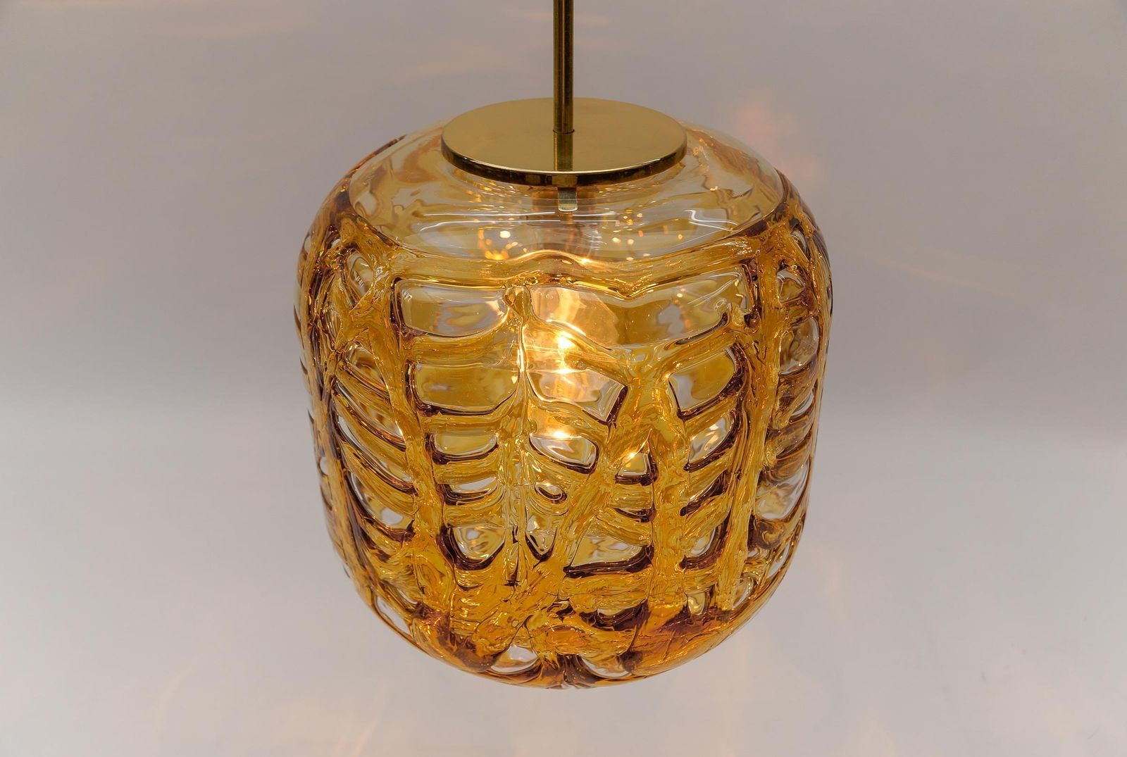 photo furniture Large Oval Yellow Murano Glass Ball Pendant Lamp By Doria, 1960s Germany