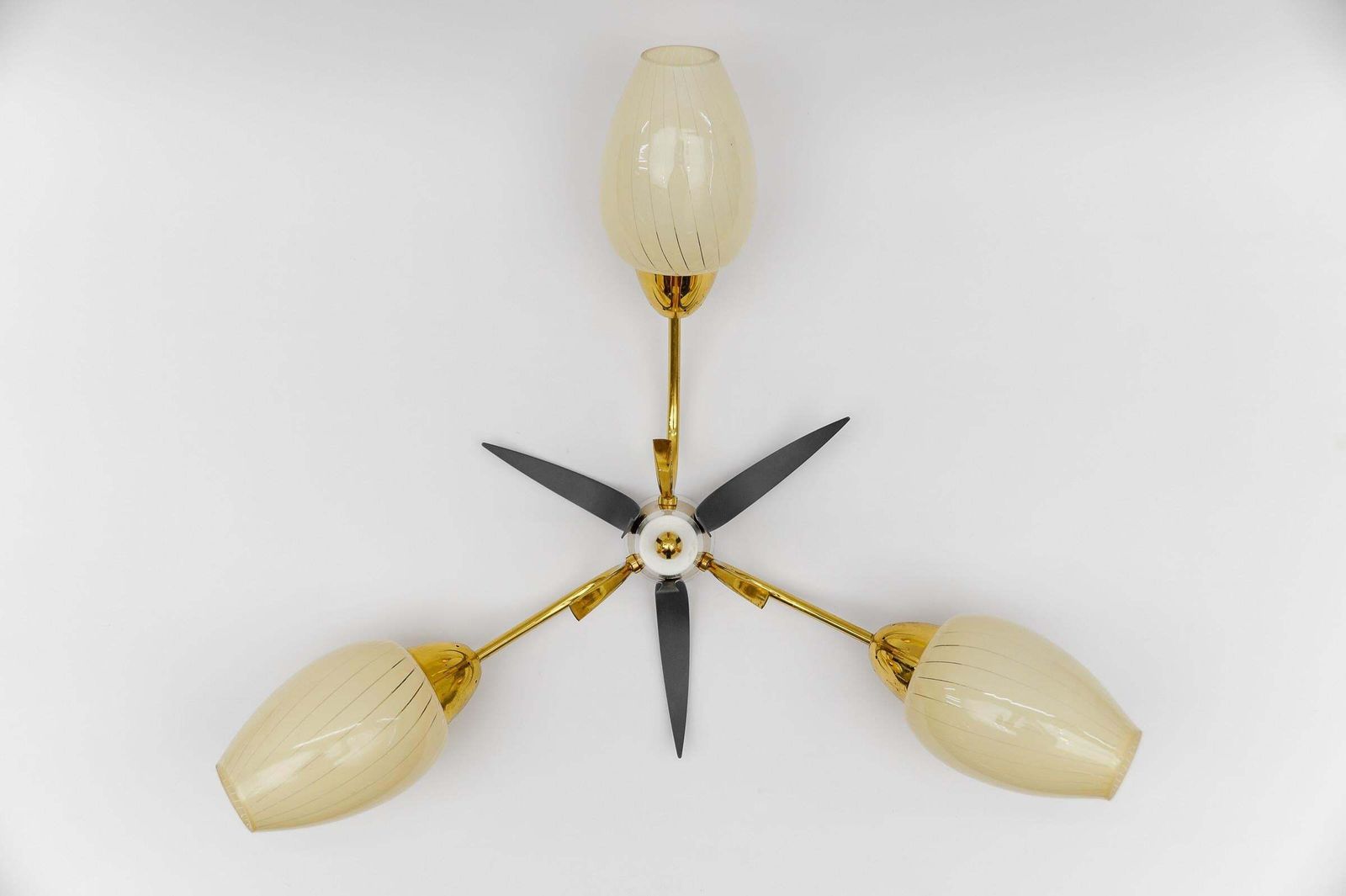 Lovely Mid Century Modern 3 Armed Brass Sputnik Lamp, 1950s Italy photo 1062.0
