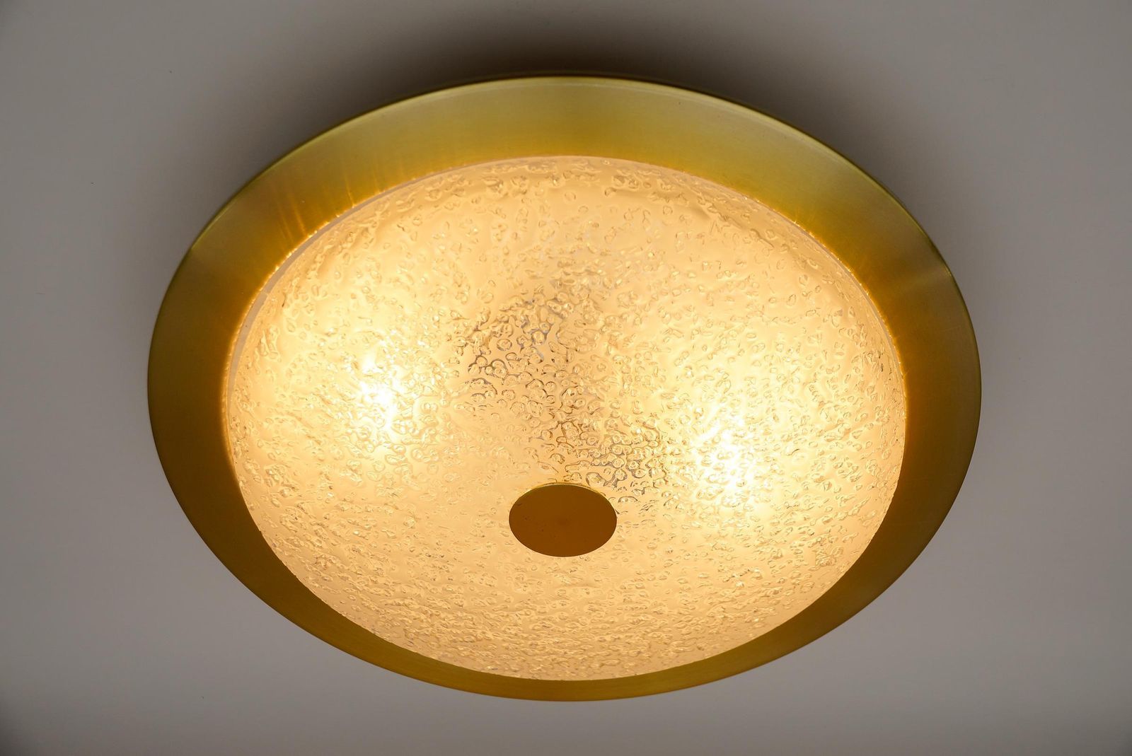 Huge And Elegant Frosted Ice Glass Flush Mount Light Or Wall Lamp, 1960s Germany photo 1062.0