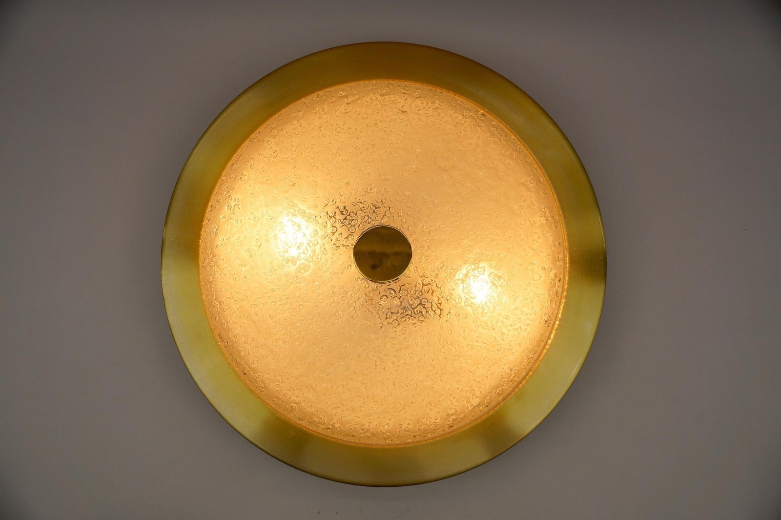 photo furniture Huge And Elegant Frosted Ice Glass Flush Mount Light Or Wall Lamp, 1960s Germany