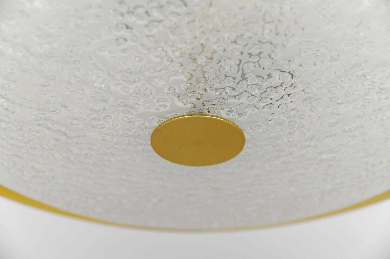 Lighting Huge And Elegant Frosted Ice Glass Flush Mount Light Or Wall Lamp, 1960s Germany photo