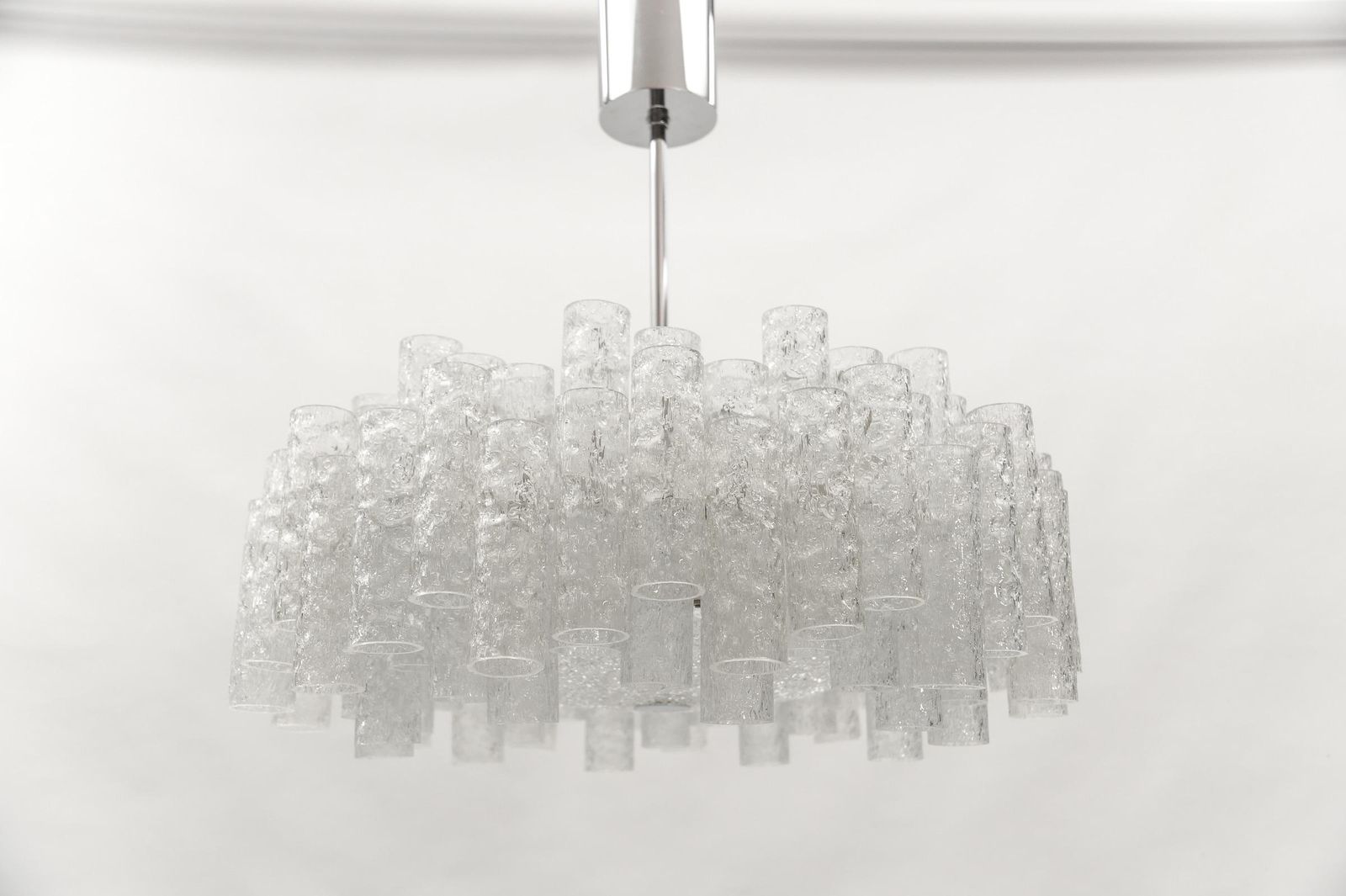 German Two Tiered Ice Glass Chandelier From Doria Leuchten, 1960s photo vinterior