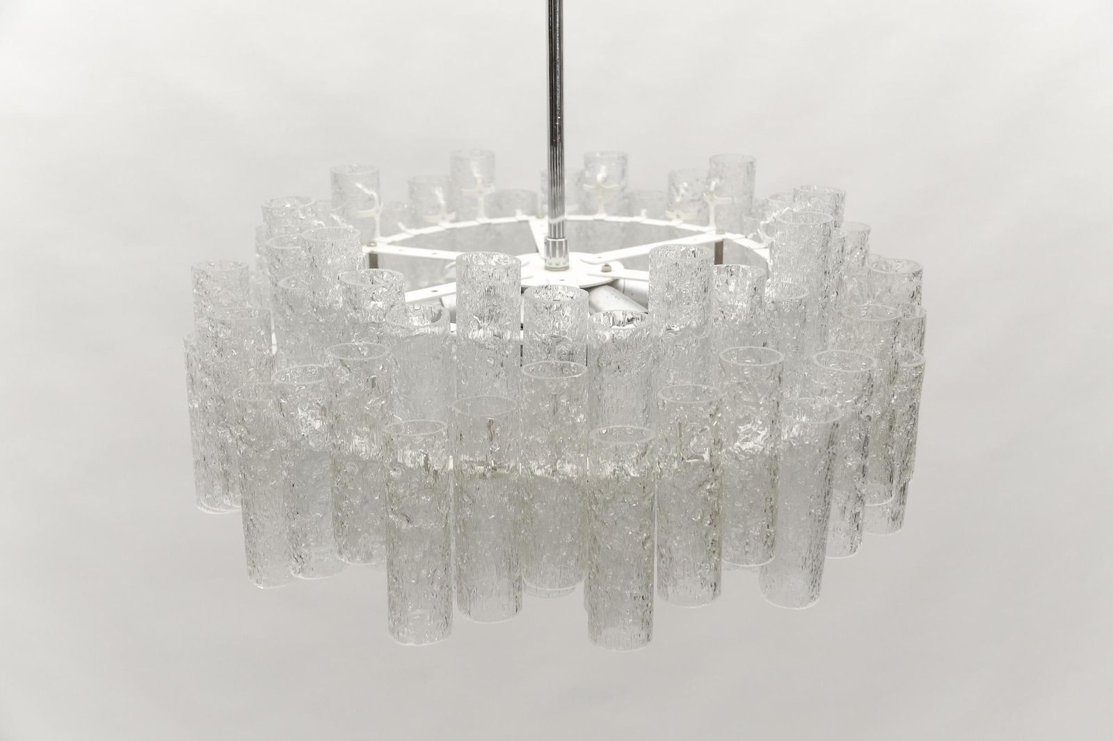 photo furniture German Two Tiered Ice Glass Chandelier From Doria Leuchten, 1960s