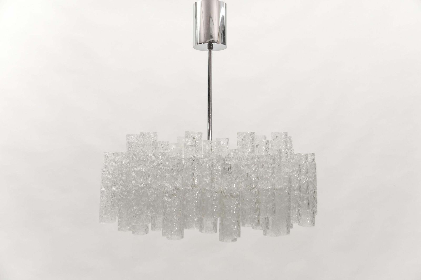 Lighting German Two Tiered Ice Glass Chandelier From Doria Leuchten, 1960s photo