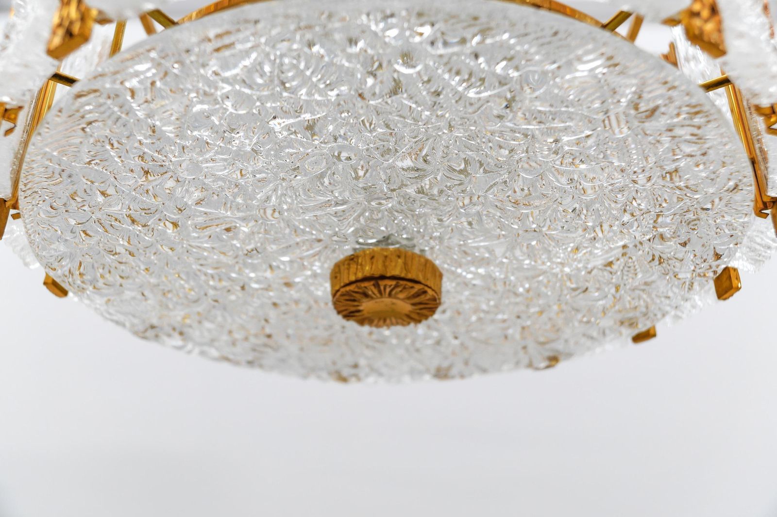 Lighting Elegant Ice Glass And Bronze Chendelier By J.T. Kamlar Franken Kg, 1960s Austria photo