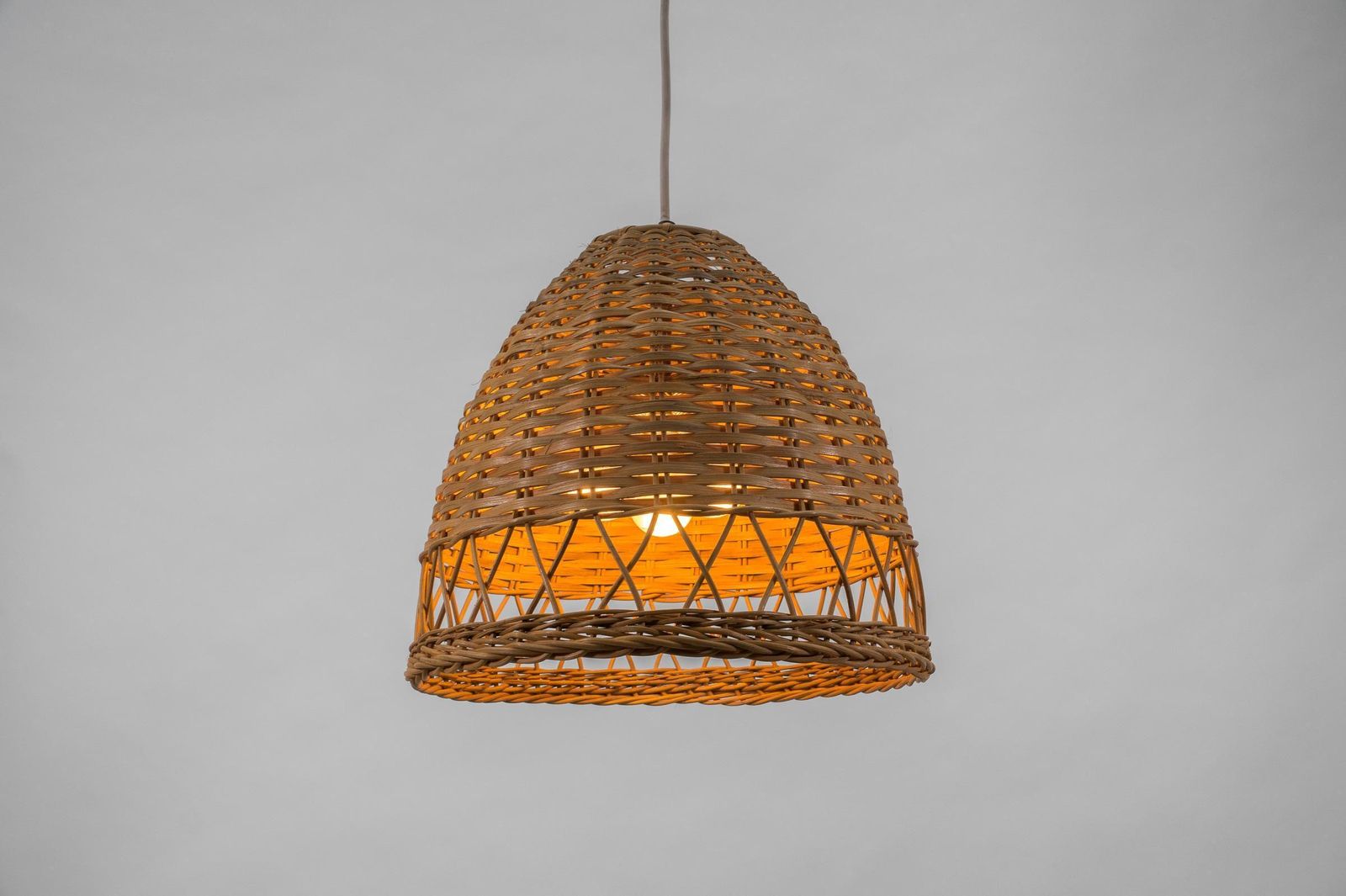 photo furniture Lovely Mid Century Modern Wicker Pendant Lamp, 1960s Italy
