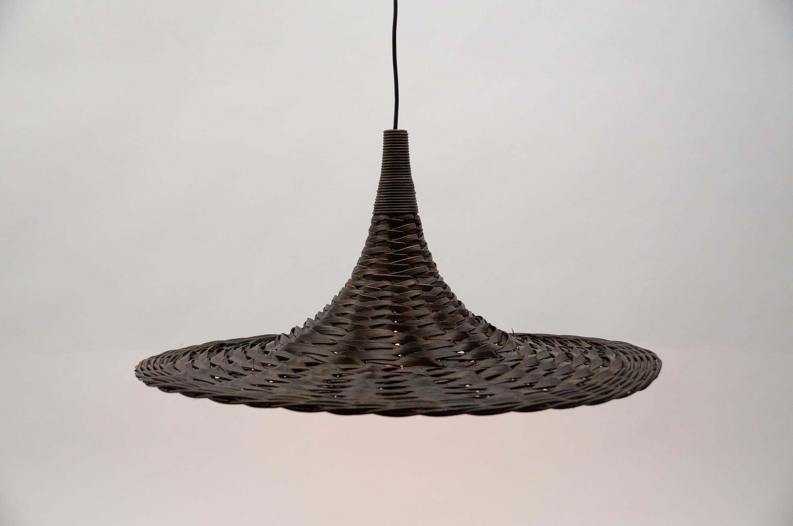 photo furniture Lovely Mid Century Modern Rattan Wicker Tulip Ceiling Lamp, 1960s
