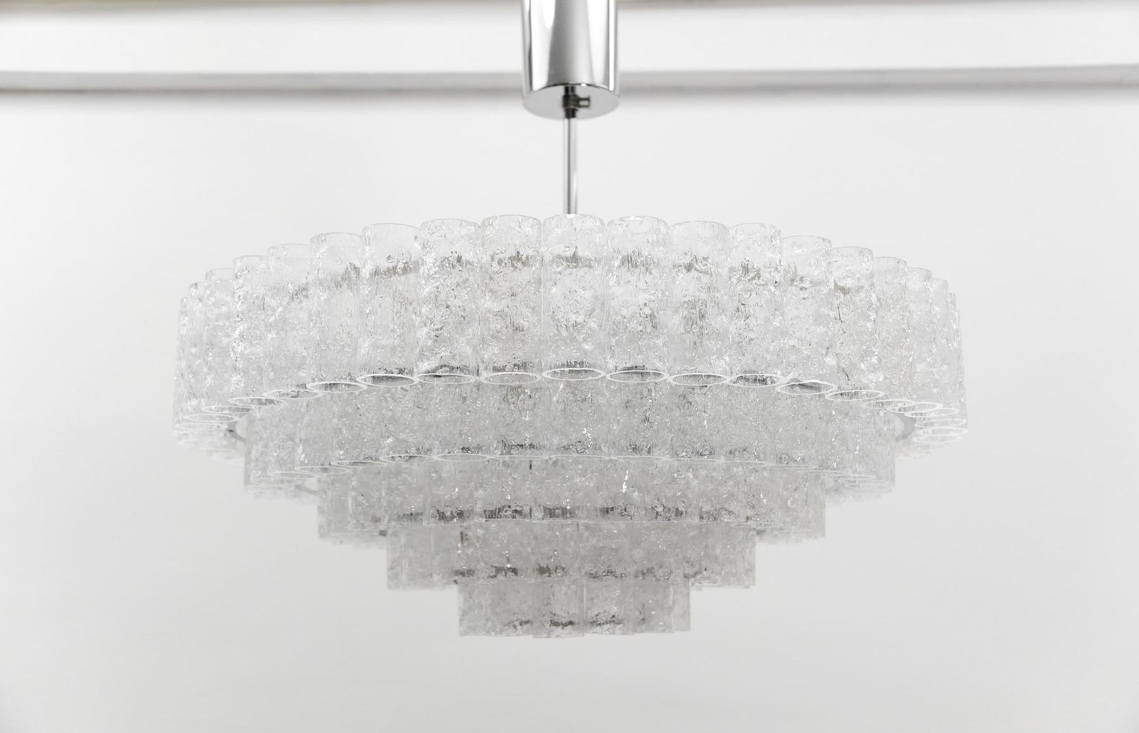 Exravagant German 5 Tiered Ice Glass Chandelier By Doria Leuchten, 1960s photo for sale
