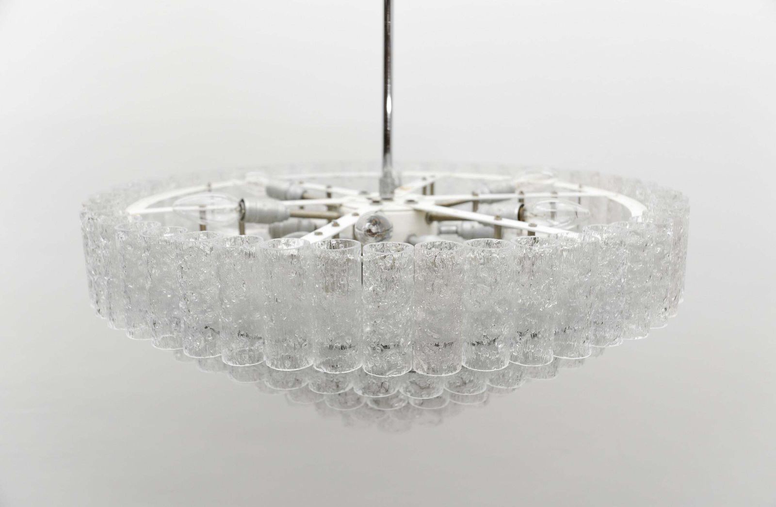 photo for sale Exravagant German 5 Tiered Ice Glass Chandelier By Doria Leuchten, 1960s