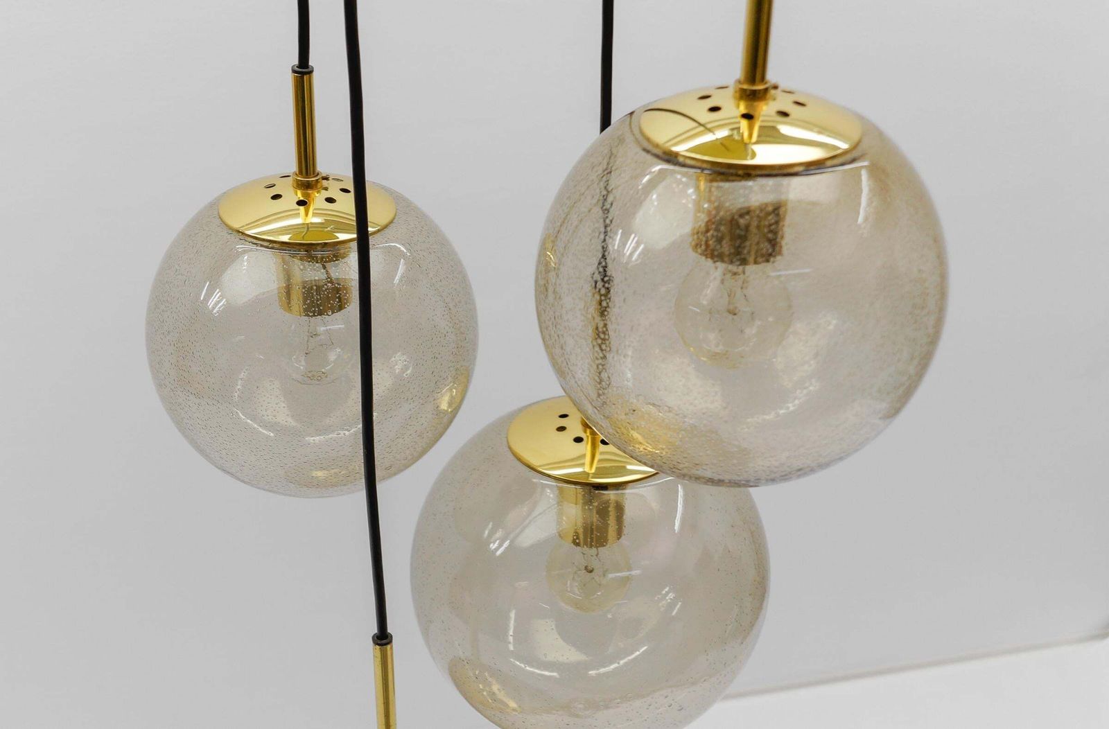 photo vinterior Cascade Lamp With Four Smoked Hand Blown Spheres From Glashütte Limburg, 1960s