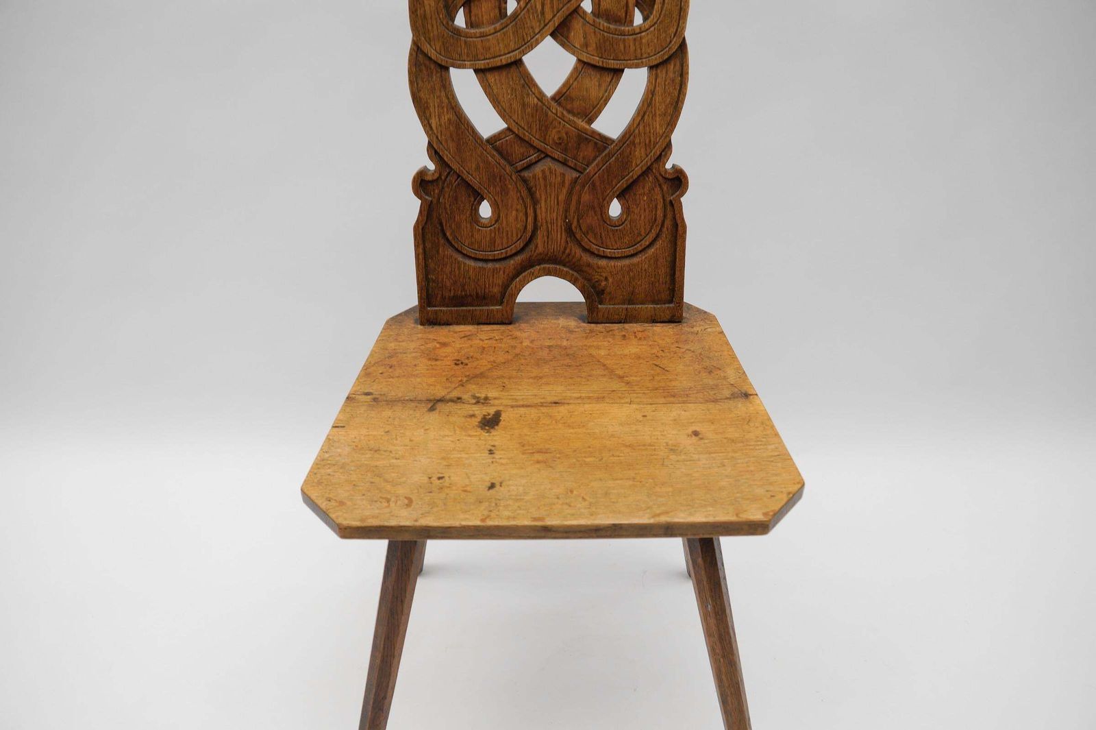 Alsatian Chair With Interlacing Pattern On The Back, France 1930s photo vintage