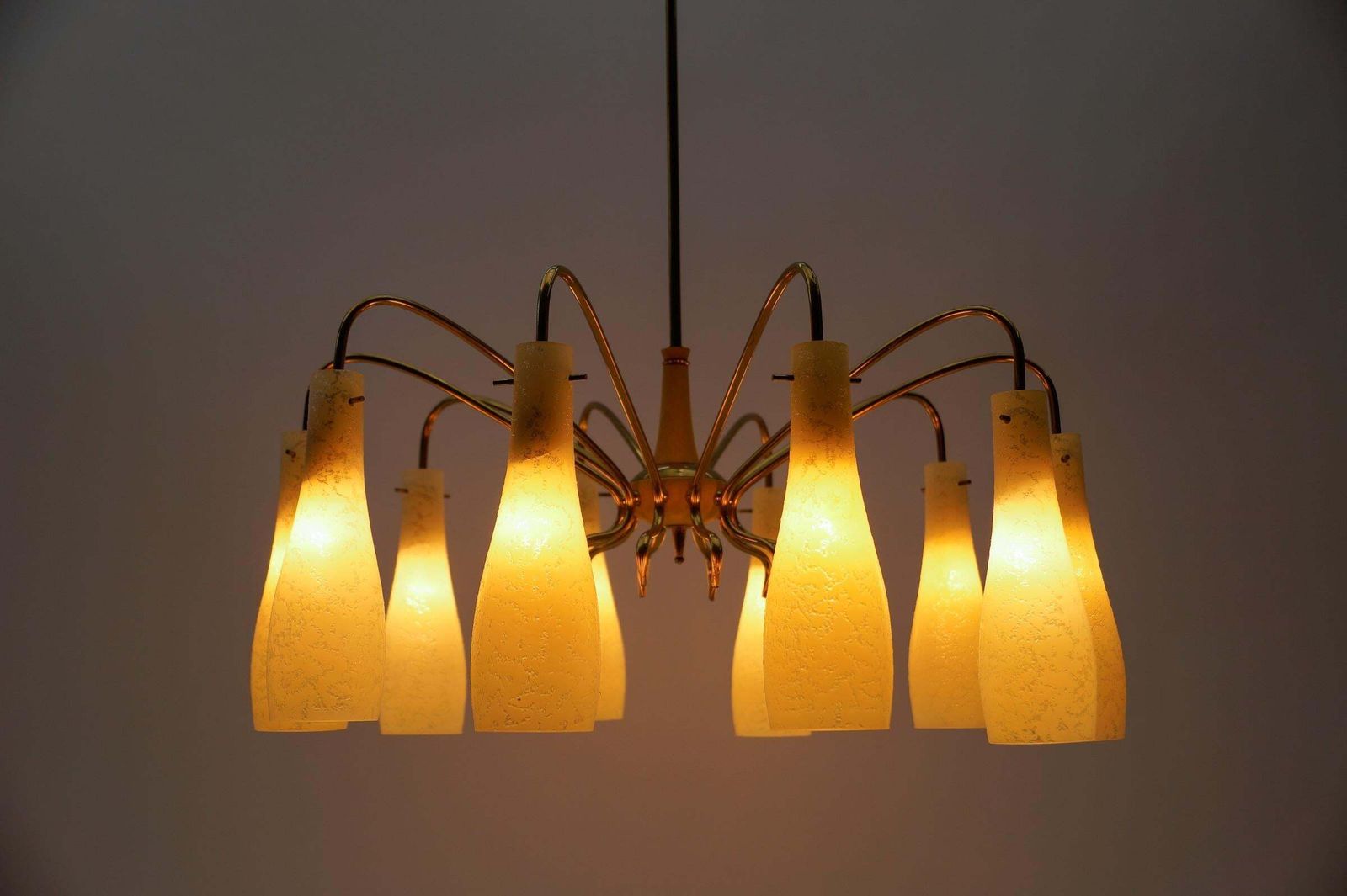 Brass & Glass Sputnik Chandelier With 10 Lights, 1950s Italy photo 2081.0