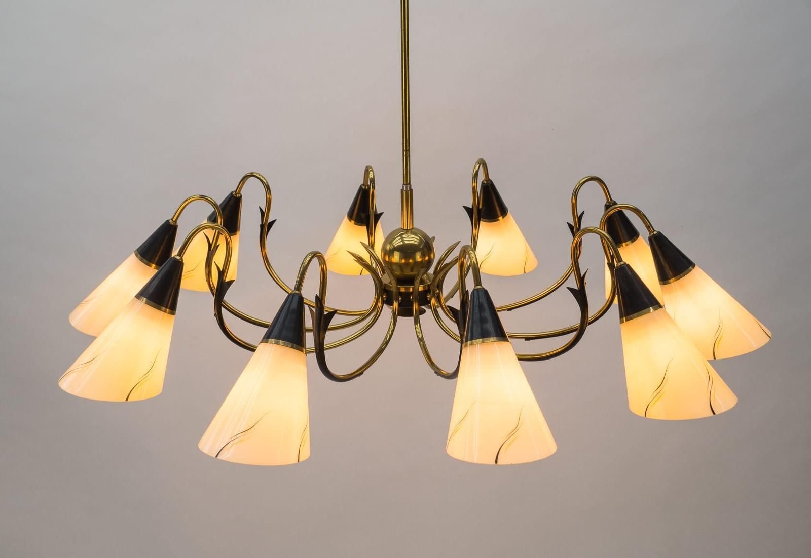 Italian Brass & Glass Sputnik Chandelier With 10 Lights, 1950s photo 2123.0