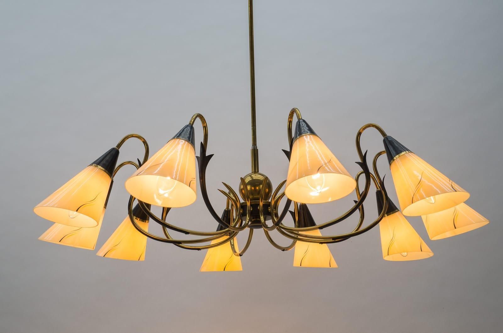 Italian Brass & Glass Sputnik Chandelier With 10 Lights, 1950s photo buy