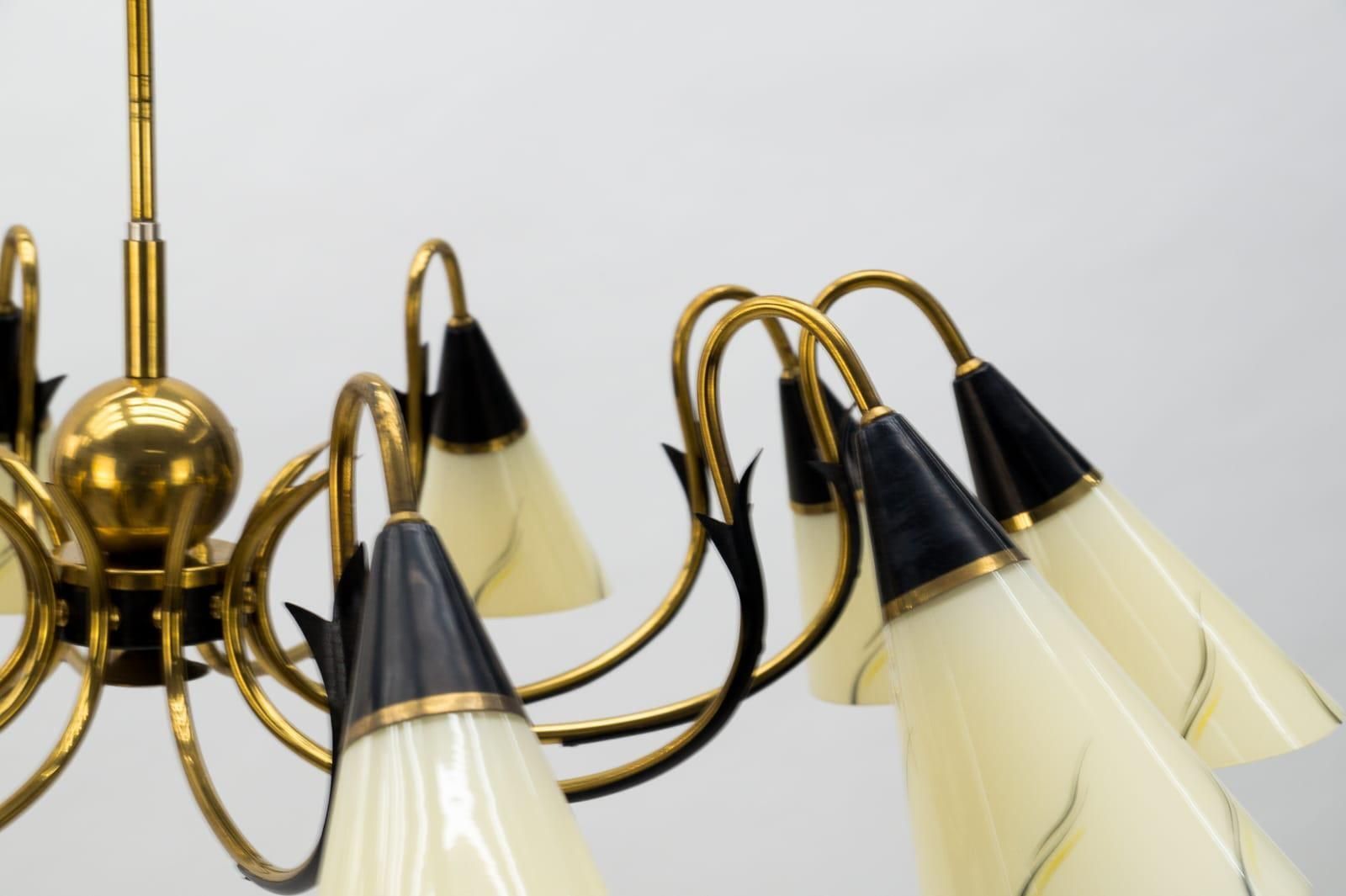 photo vinterior Italian Brass & Glass Sputnik Chandelier With 10 Lights, 1950s