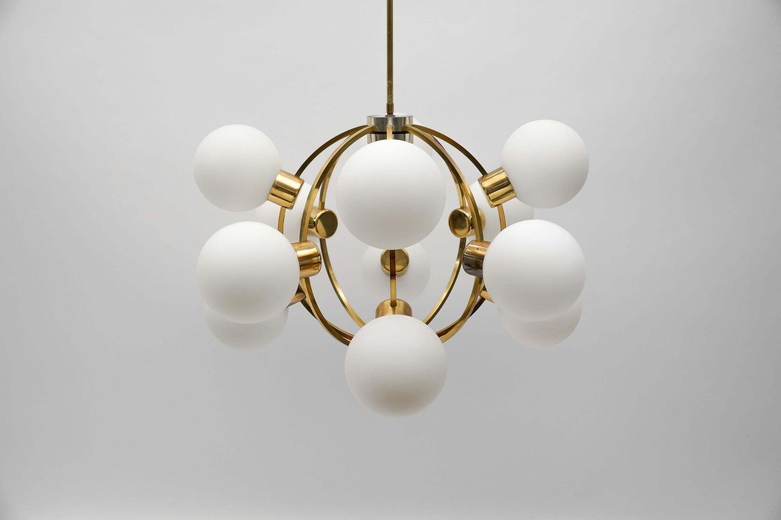 Large Mid Century Modern Orbit Or Sputnik Lamp With 12 Opaline Glass Balls photo buy