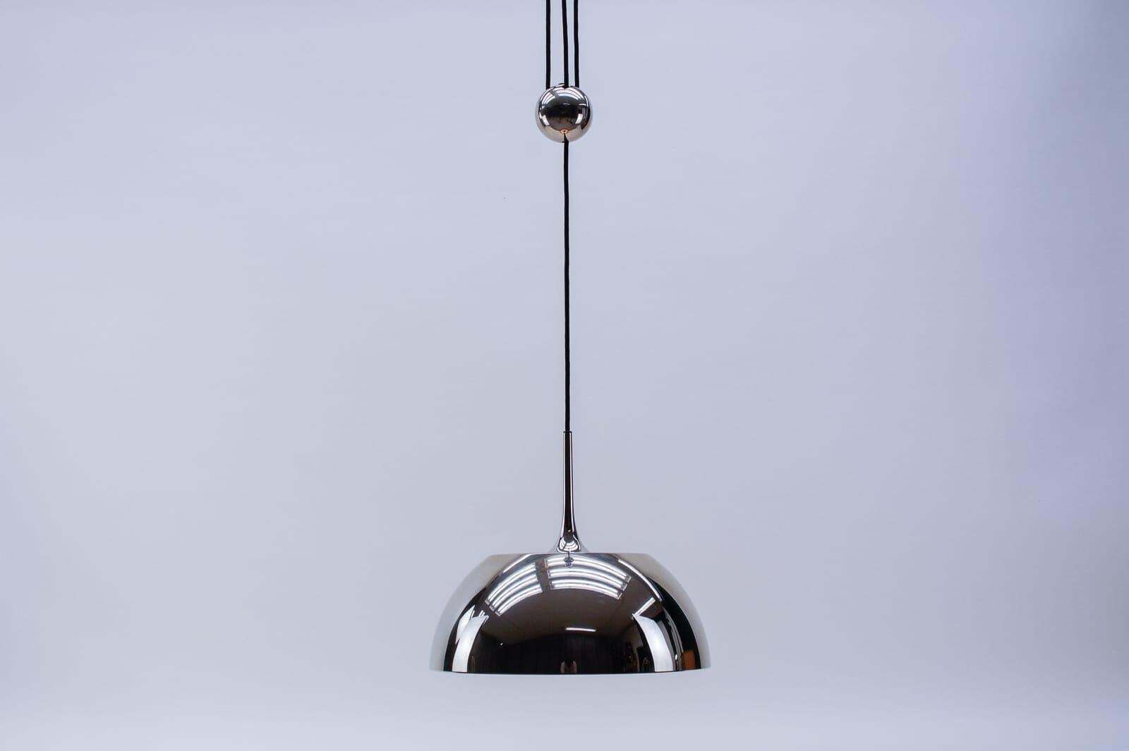 Florian Schulz Nickel Plated Pendant Lamp With Counterweight, Germany, 1970s photo 2760.0