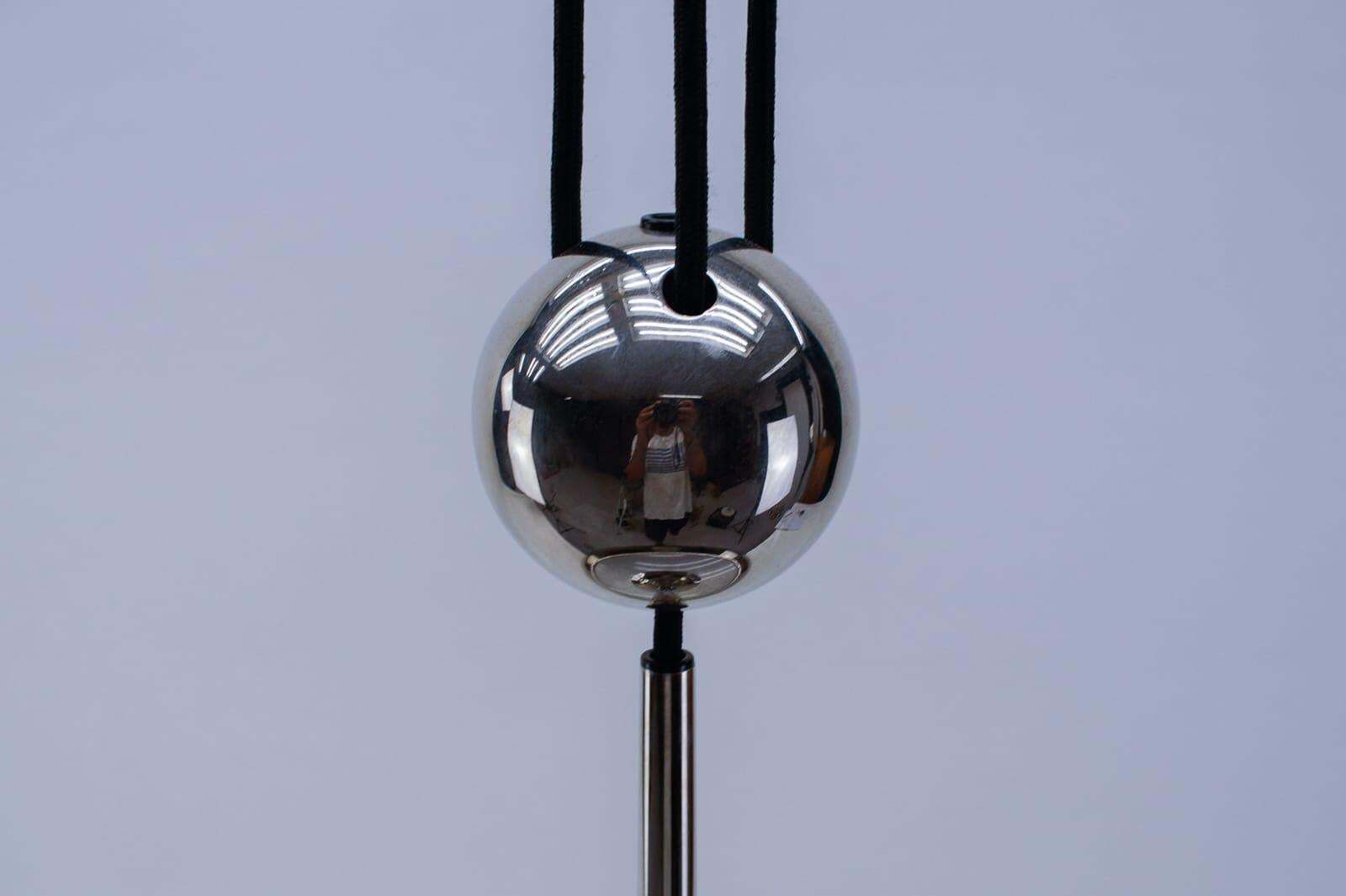 photo vinterior Florian Schulz Nickel Plated Pendant Lamp With Counterweight, Germany, 1970s