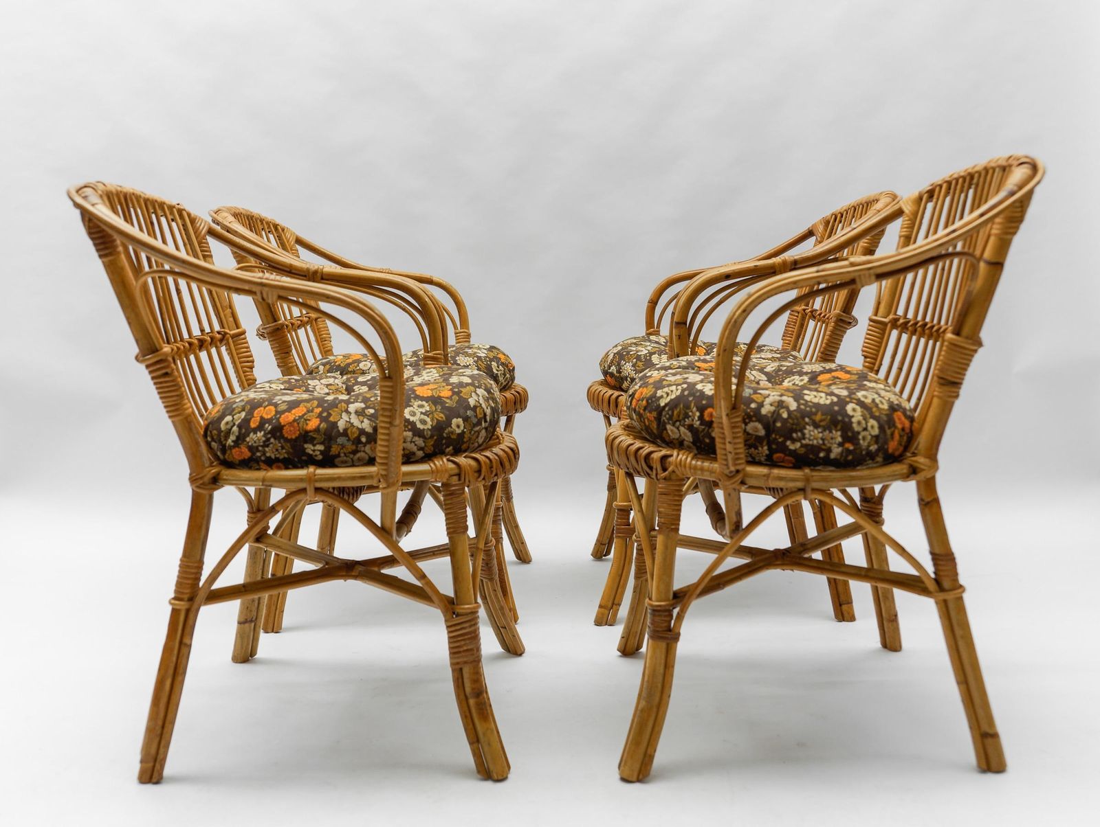 Set Of Four Italian Rattan/Bamboo Armchairs, 1960s photo Furniture