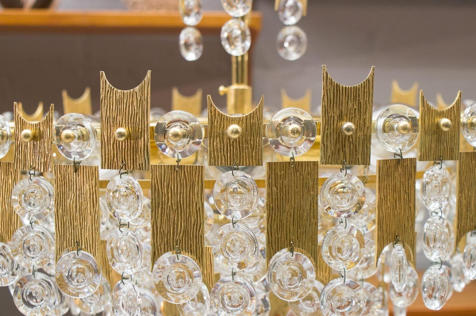 3822.0 Midcentury Jeweled Crystal Chandelier By Palwa 'Palme & Walter', 1960s photo