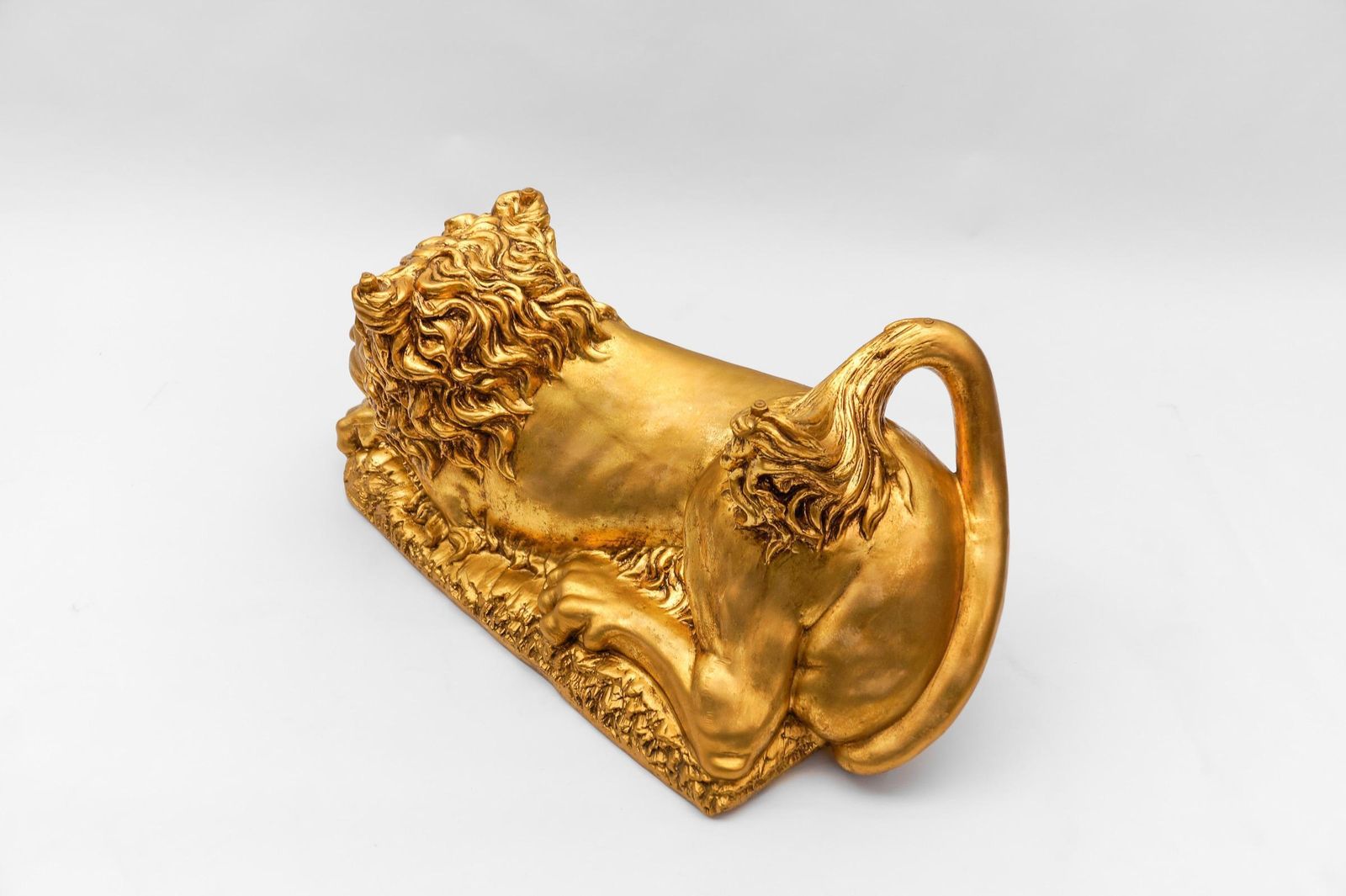 Furniture Awesome Italian Ceramic Handcrafted Lion Coffee Table Base, 1960s photo