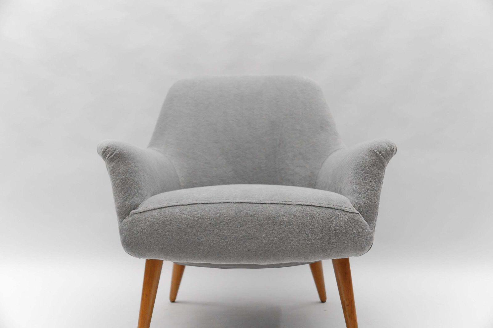 Furniture Mid Century Armchairs In Teddy Fabric, 1950s, Set Of 2 photo