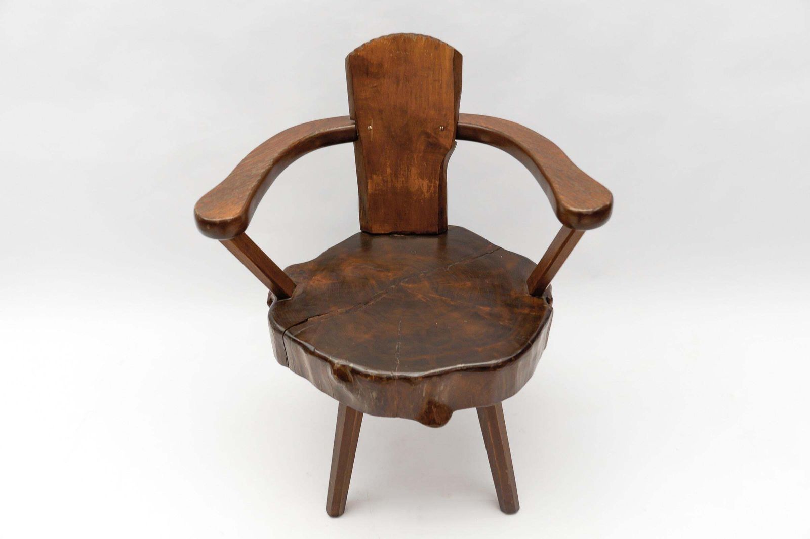 photo furniture Mid Century Modern French Wooden Armchair, Pierre Chapo Attributed, 1960s