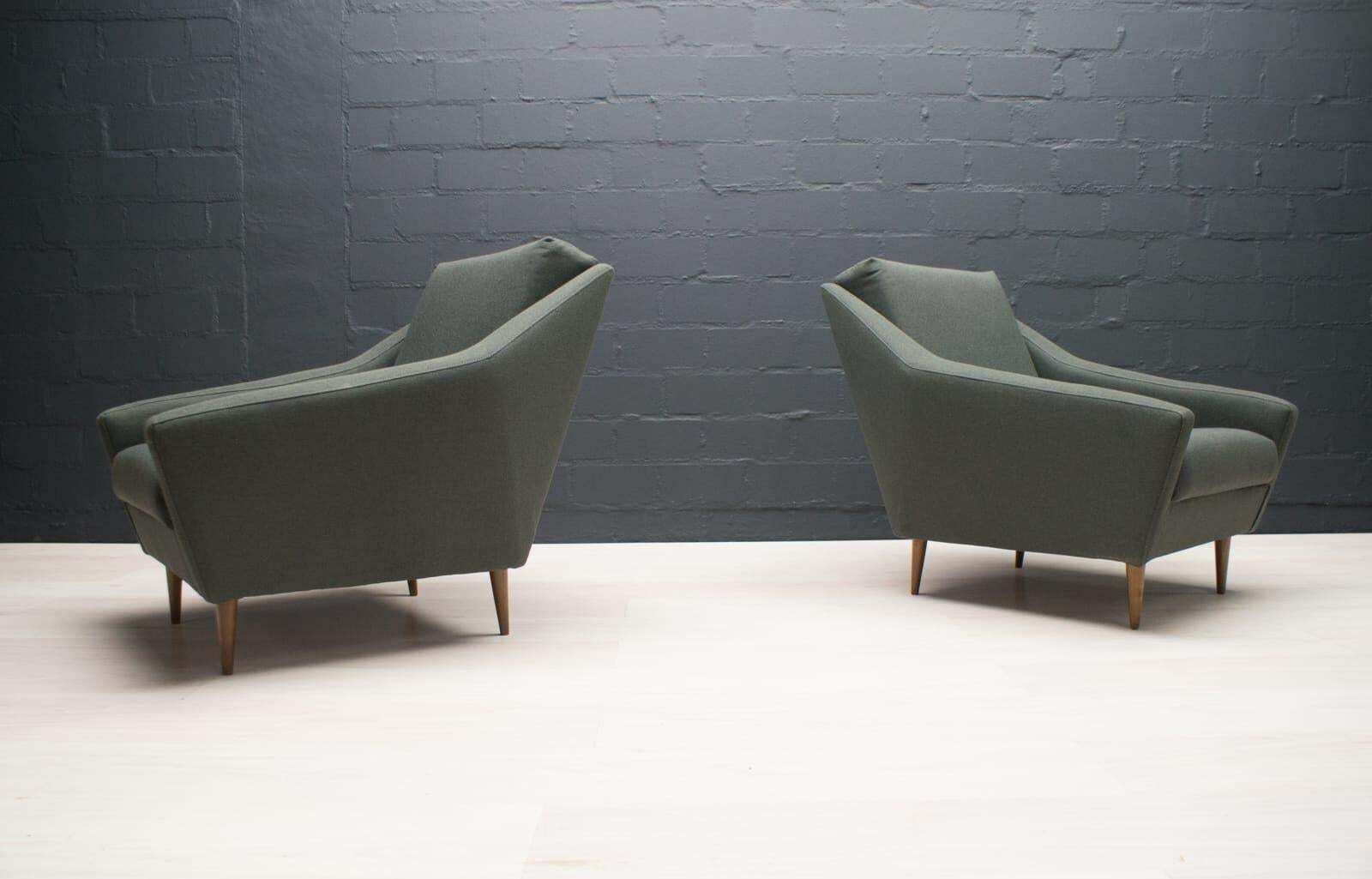 Set Of 2 Armchairs In Wood And Fabric By Eddie Harlis For Hans Kaufeld, 1960s photo Furniture