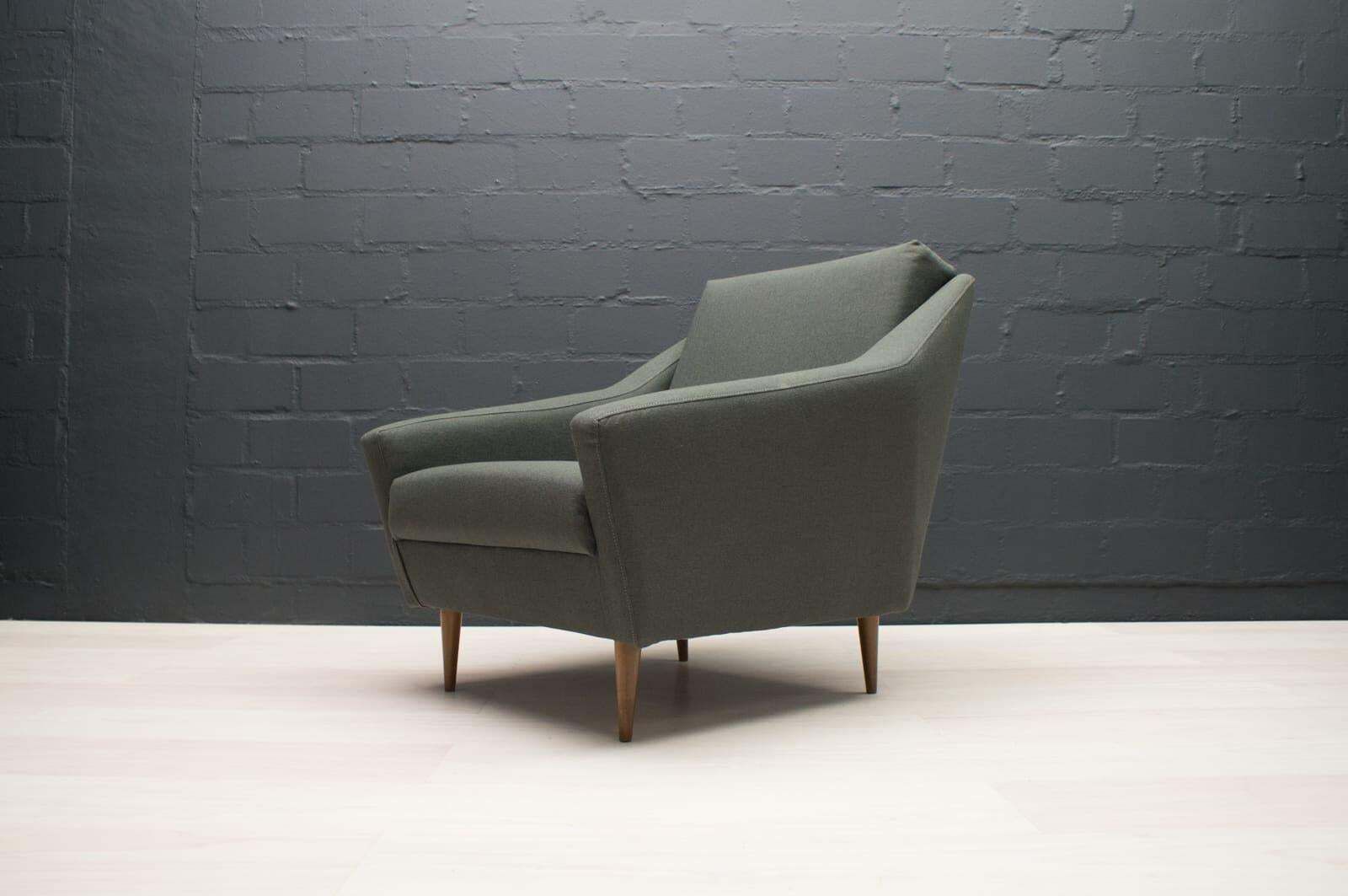 photo vinterior Set Of 2 Armchairs In Wood And Fabric By Eddie Harlis For Hans Kaufeld, 1960s