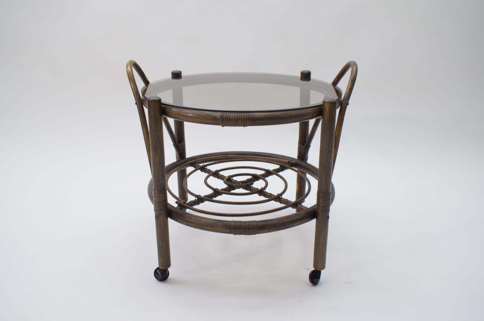 Italian Riviera Bamboo And Rattan Bar Cart Serving Trolley, 1960s photo buy