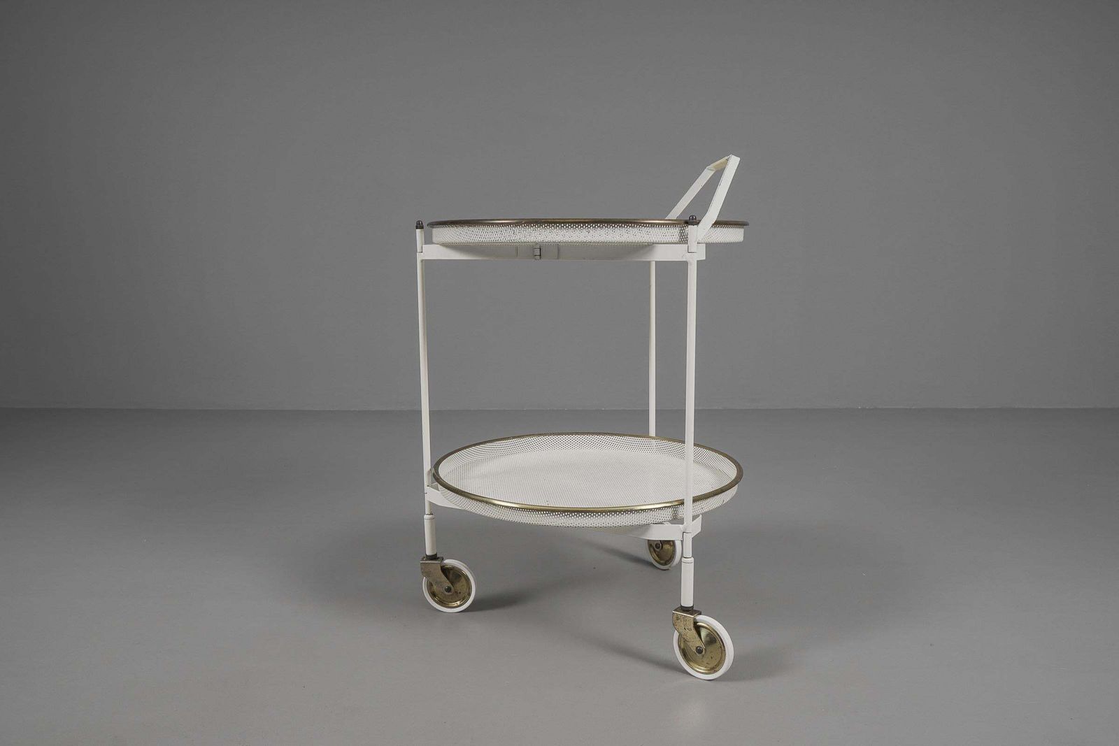 Mid Century Modern Bar Cart With Removable Trays In Mategot Style, France, 1950s photo for sale