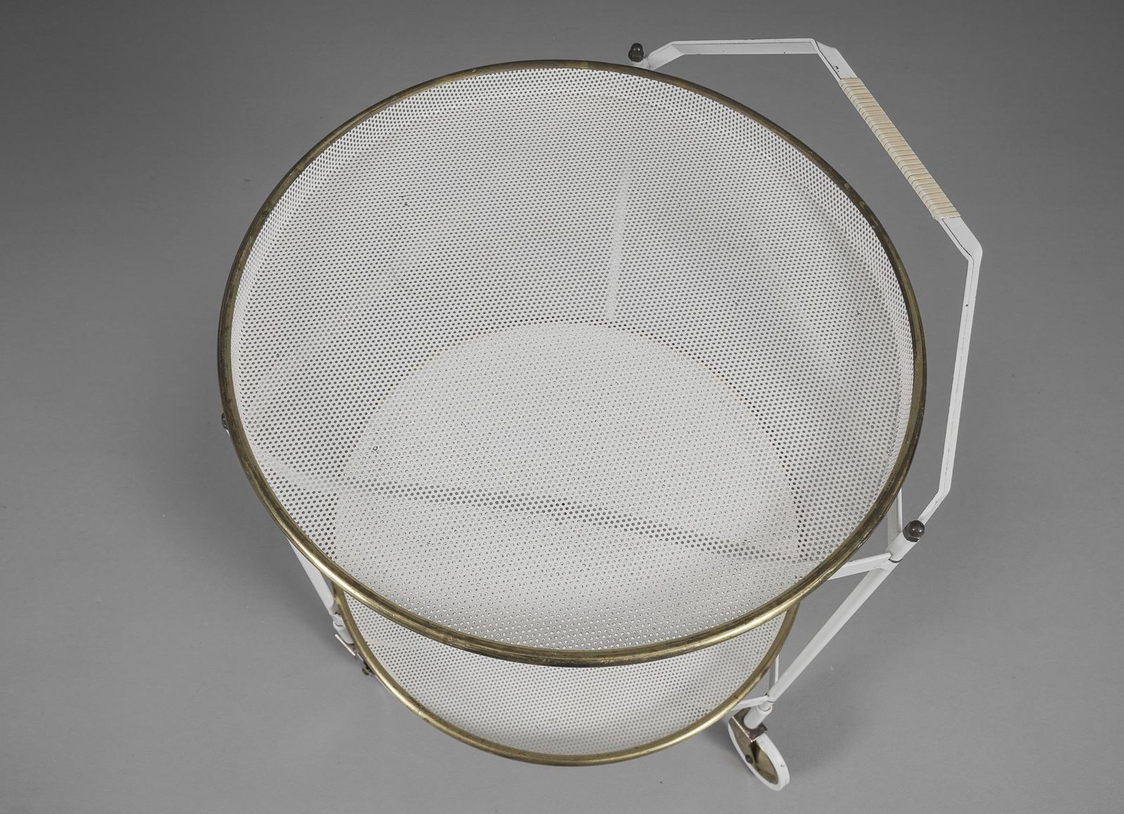 Furniture Mid Century Modern Bar Cart With Removable Trays In Mategot Style, France, 1950s photo