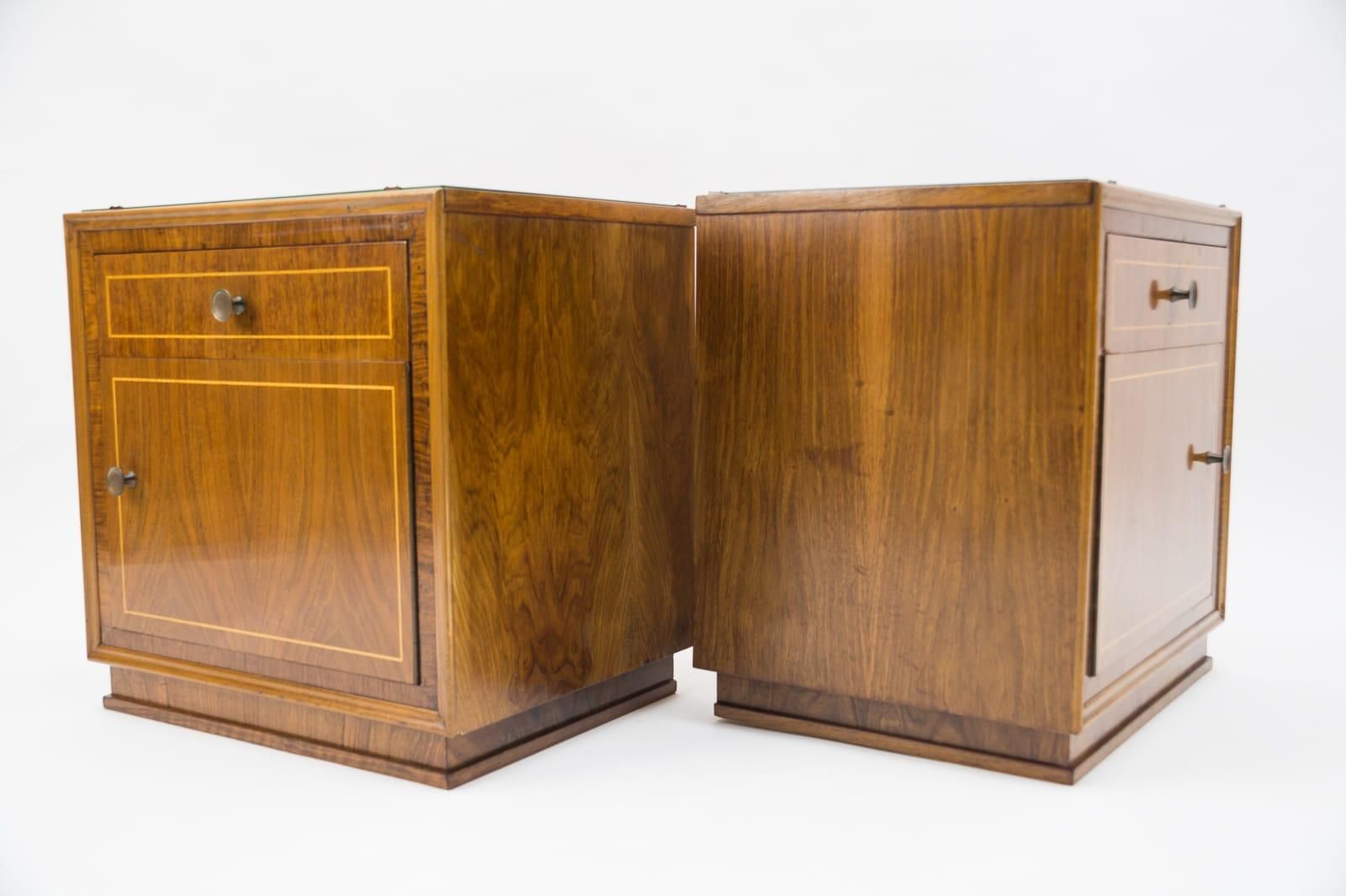 Lovely Austrian Art Deco Nightstands With Inlays, 1930s, Set Of 2 photo vinterior