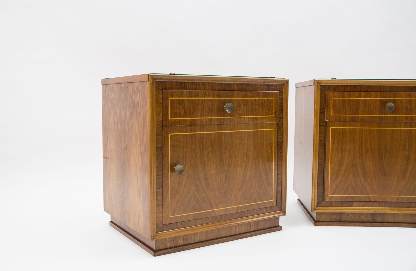 photo furniture Lovely Austrian Art Deco Nightstands With Inlays, 1930s, Set Of 2
