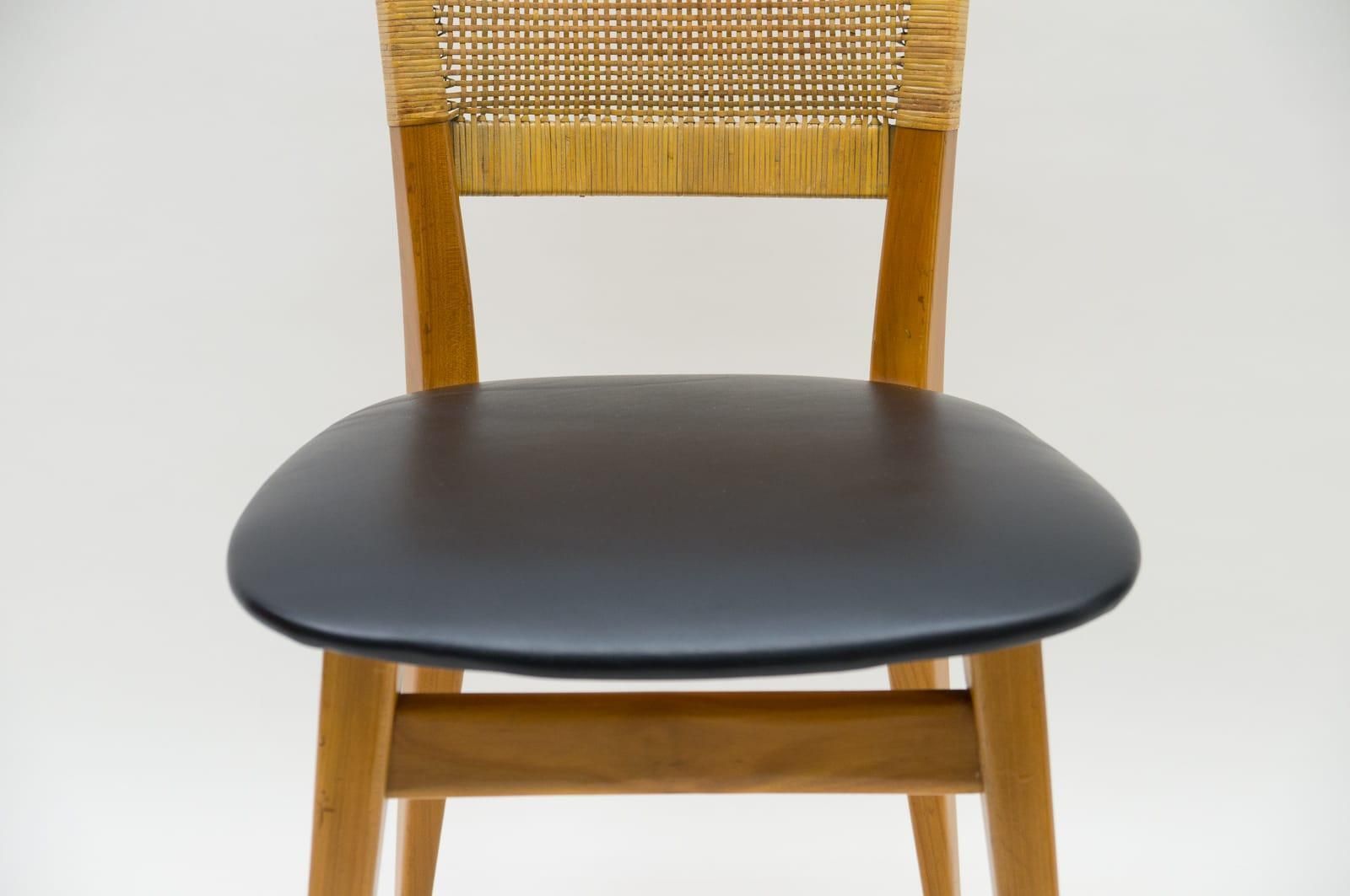 Furniture Wooden And Leather Dining Chair, Germany, 1950s photo