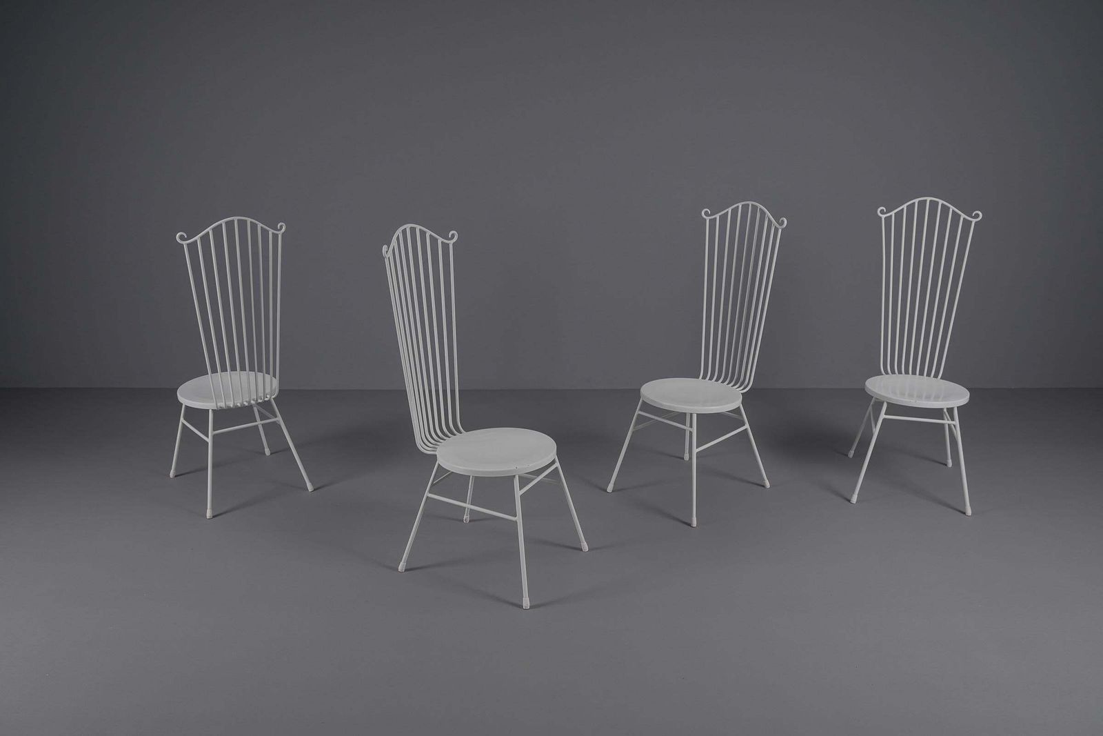 Metal Chairs With High Back By Bele Bachem For Münchner Boulevard Möbel, 1950s photo for sale
