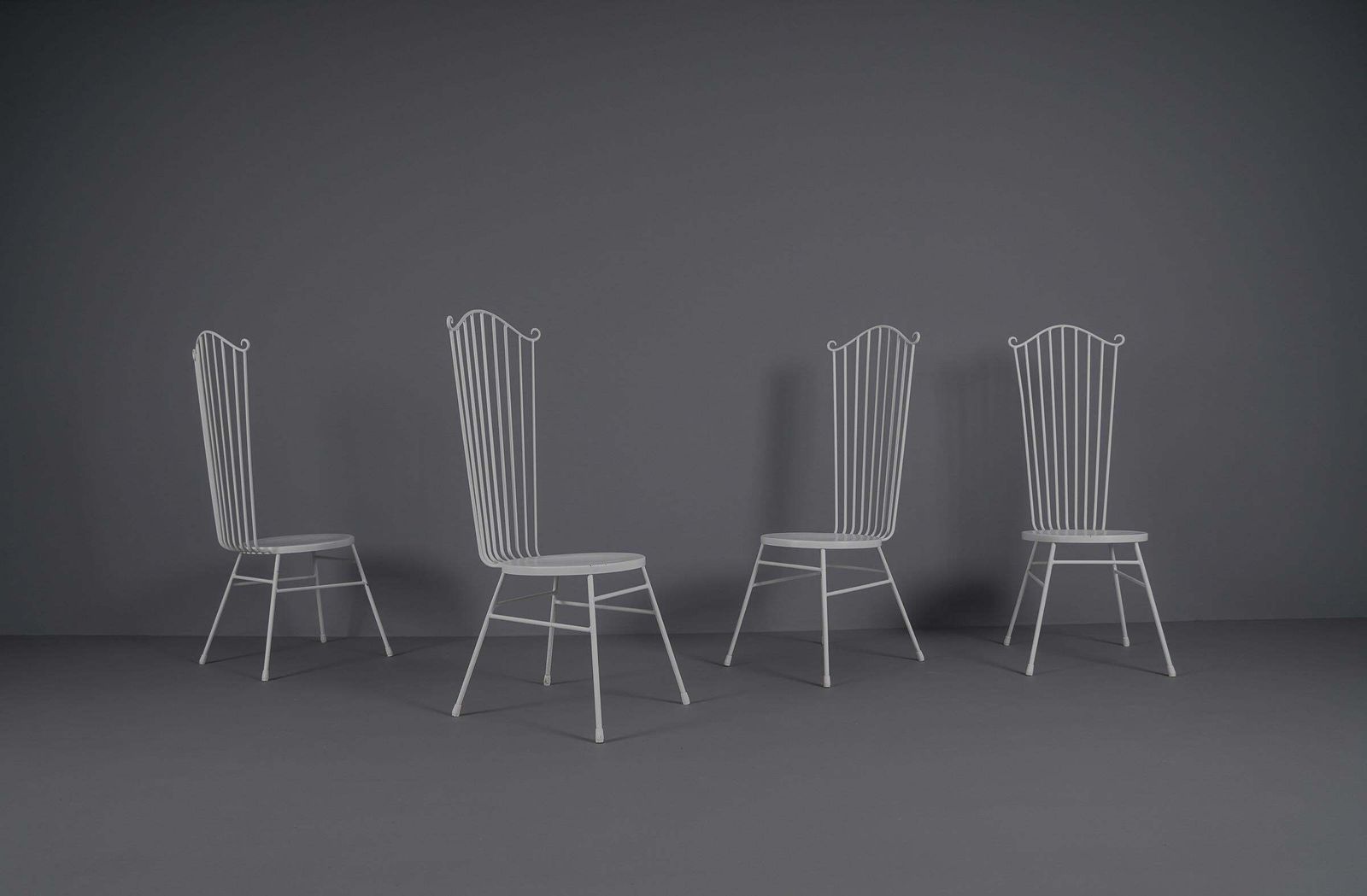 Metal Chairs With High Back By Bele Bachem For Münchner Boulevard Möbel, 1950s photo Furniture