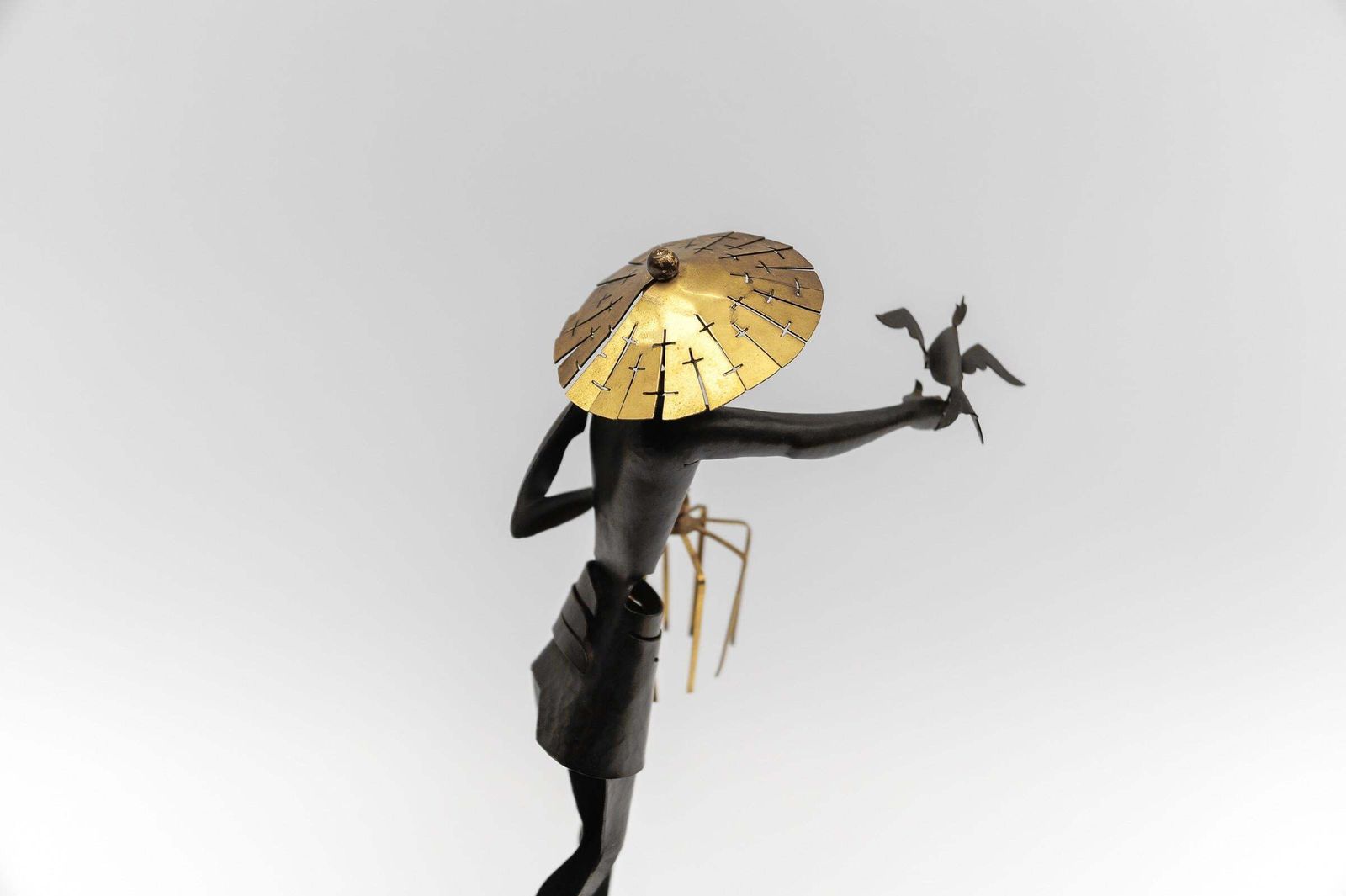 photo for sale Handmade Asian Bird Feeder Made Of Metal And Brass, 1950s Austria