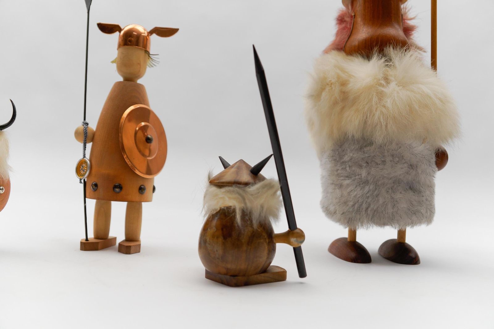 Home Decor Lovely Set Of 6 Scandinavian Wooden Danish Vikings, 1950s photo