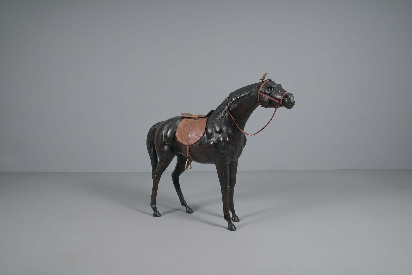 Extremely Rare, Huge Lifelike Horse Made Of Leather, 1960s photo furniture