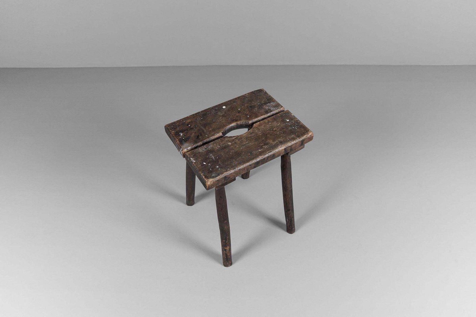 Lovely French Mid Century Modern Working Wooden Stool, 1950s photo vinterior