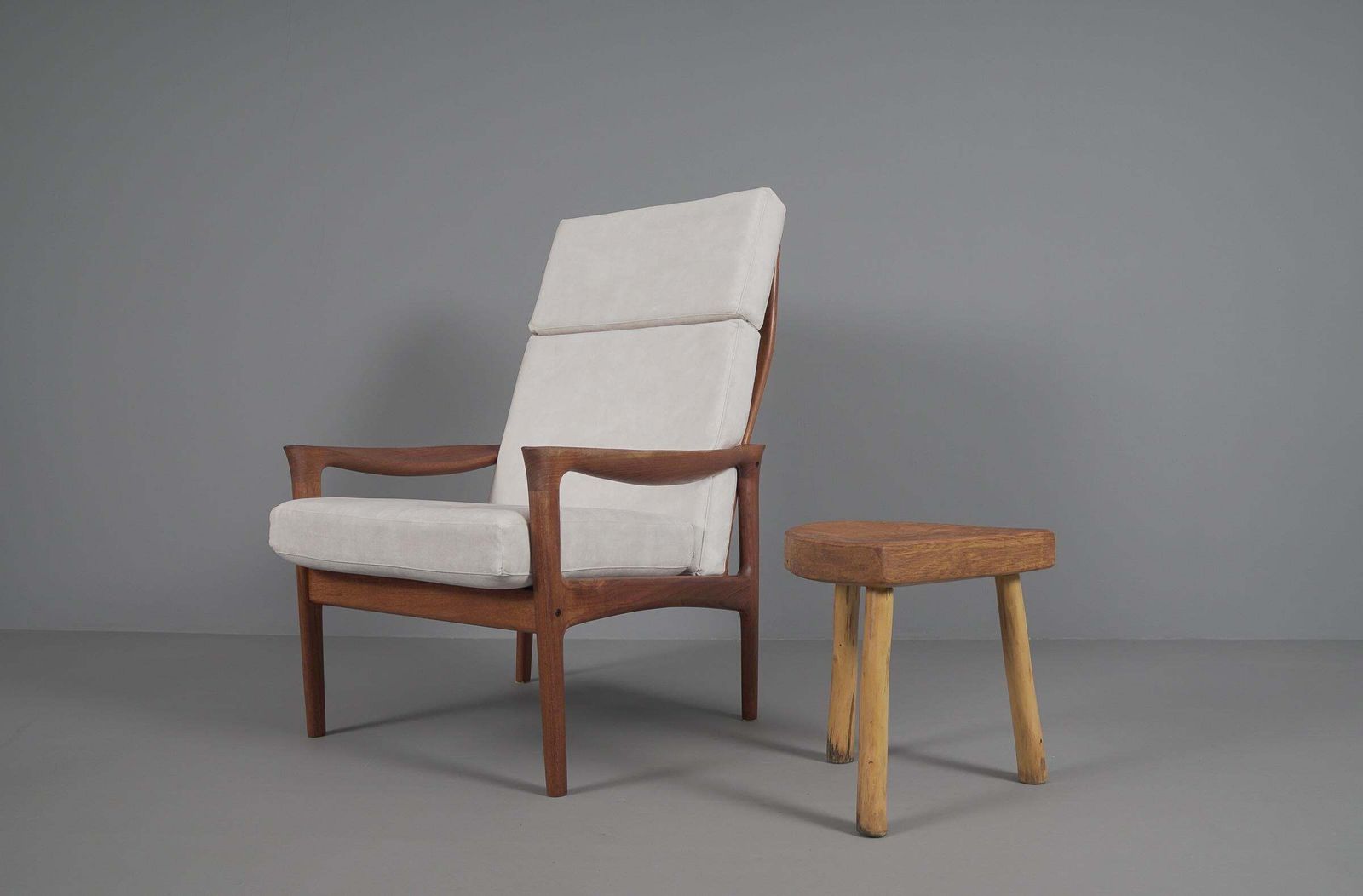Mid Century Modern Massive Oak Stool, 1960s, France photo Furniture