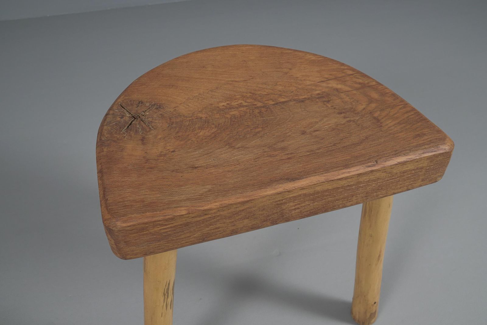 1019.0 Mid Century Modern Massive Oak Stool, 1960s, France photo