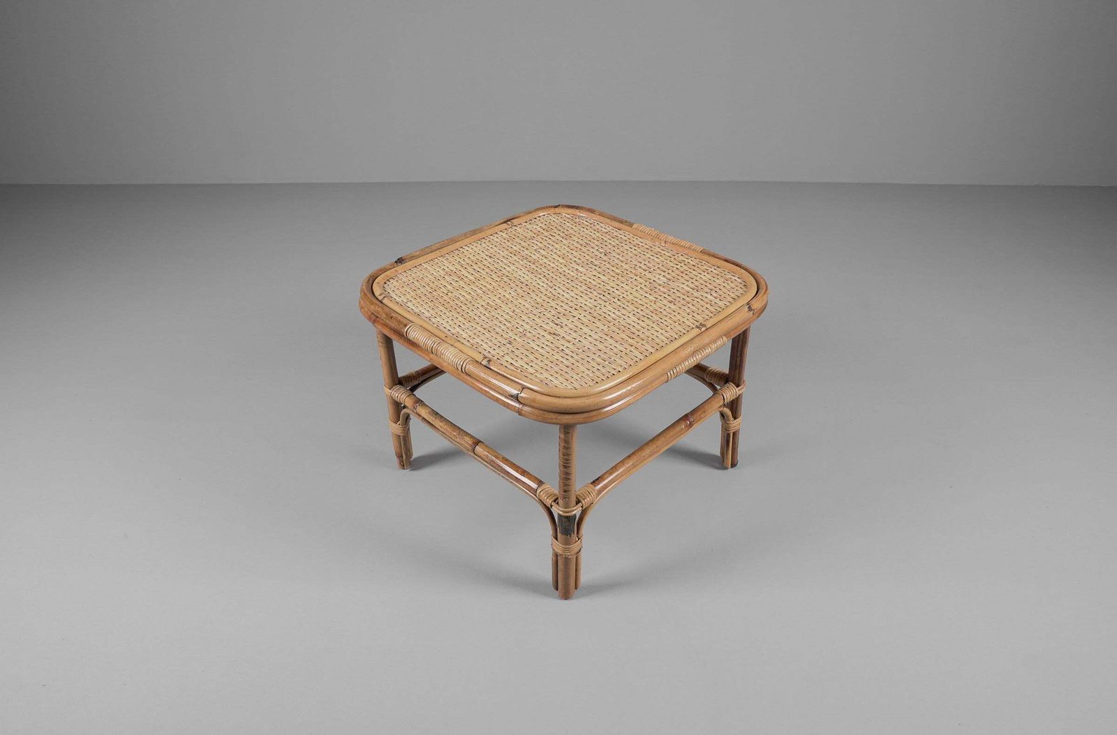 Bamboo, Rattan & Wicker Squared Coffee Table, 1960s, Italy photo furniture