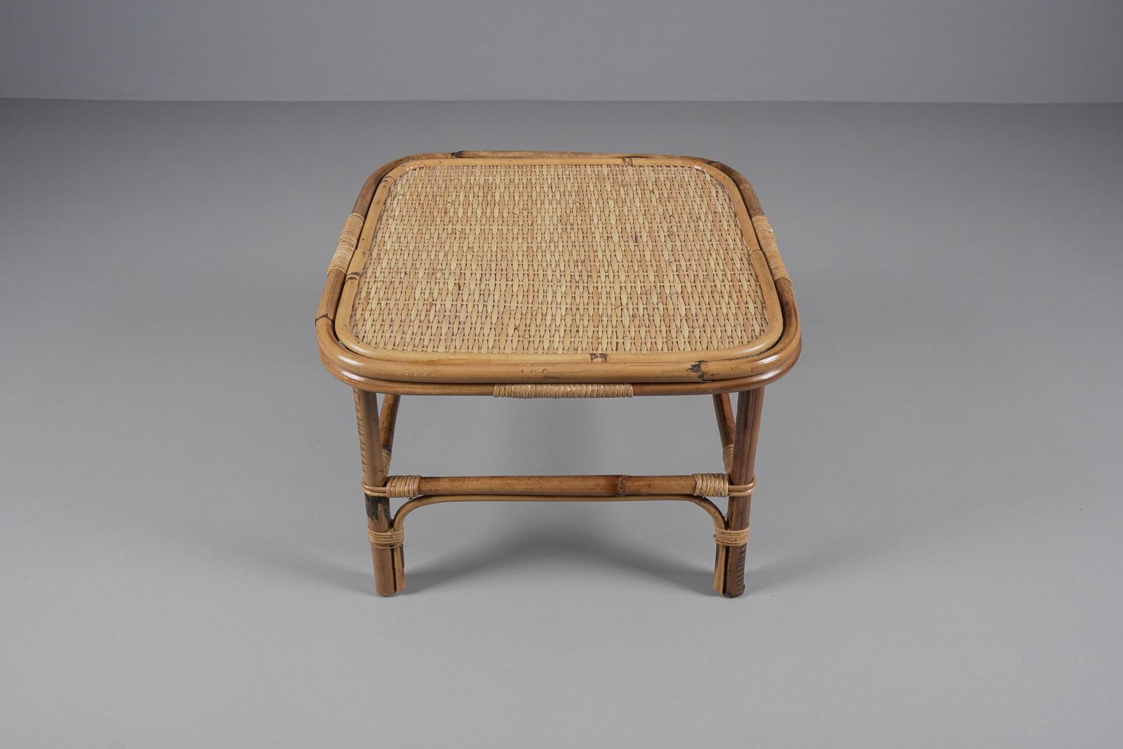 Bamboo, Rattan & Wicker Squared Coffee Table, 1960s, Italy photo for sale