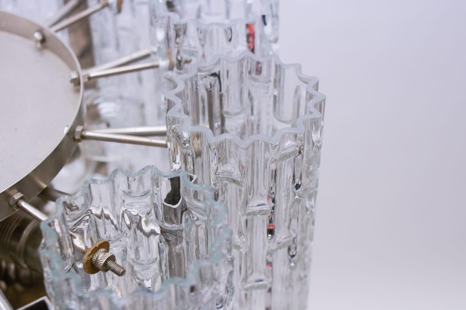 photo furniture Ceiling Lamp With 12 Textured Glass Shades, Kaiser Leuchten Germany, 1960s