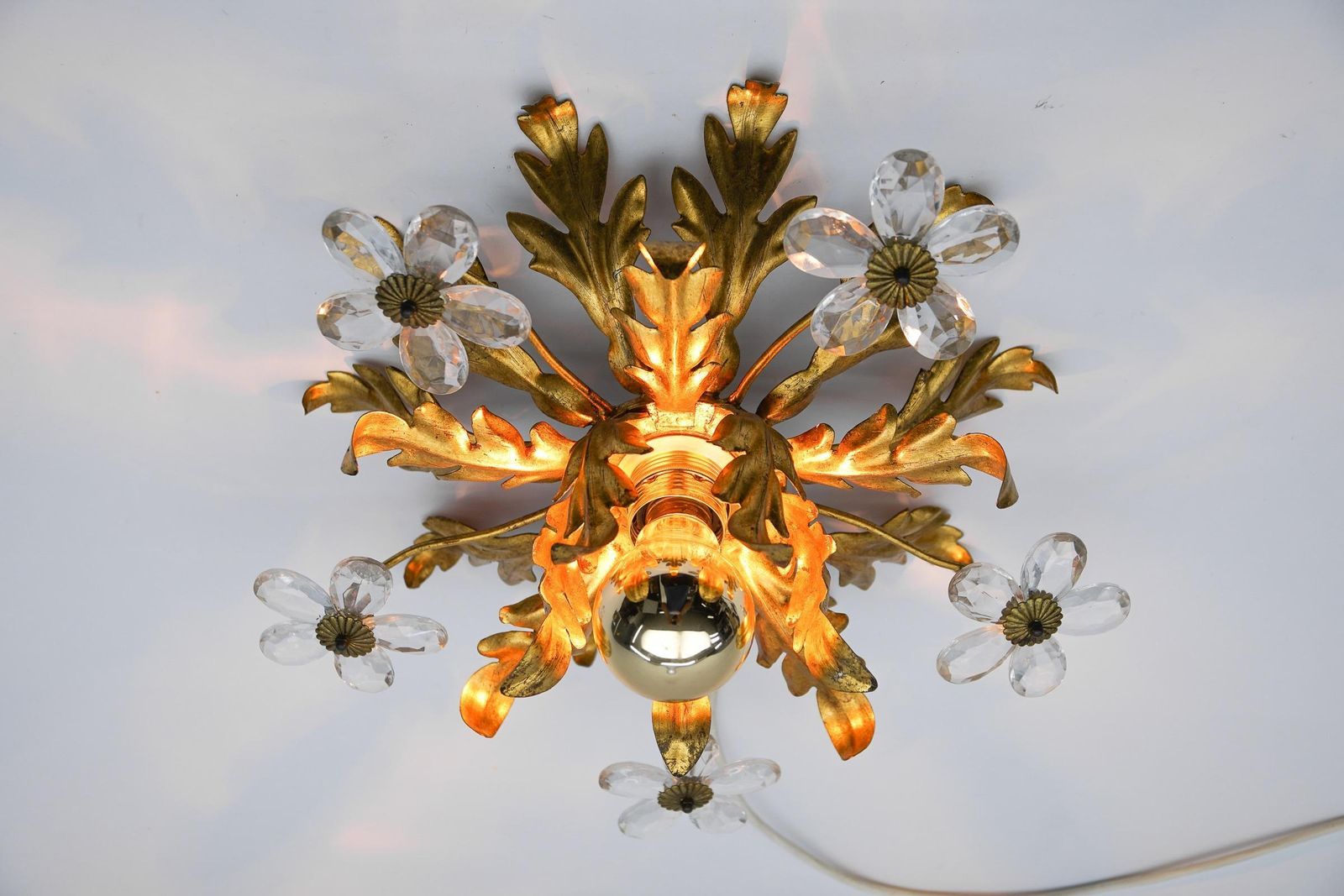 Crystal Glass And Metal Florentine Ceiling Lamp By Banci Firenze, 1960s photo 807.0