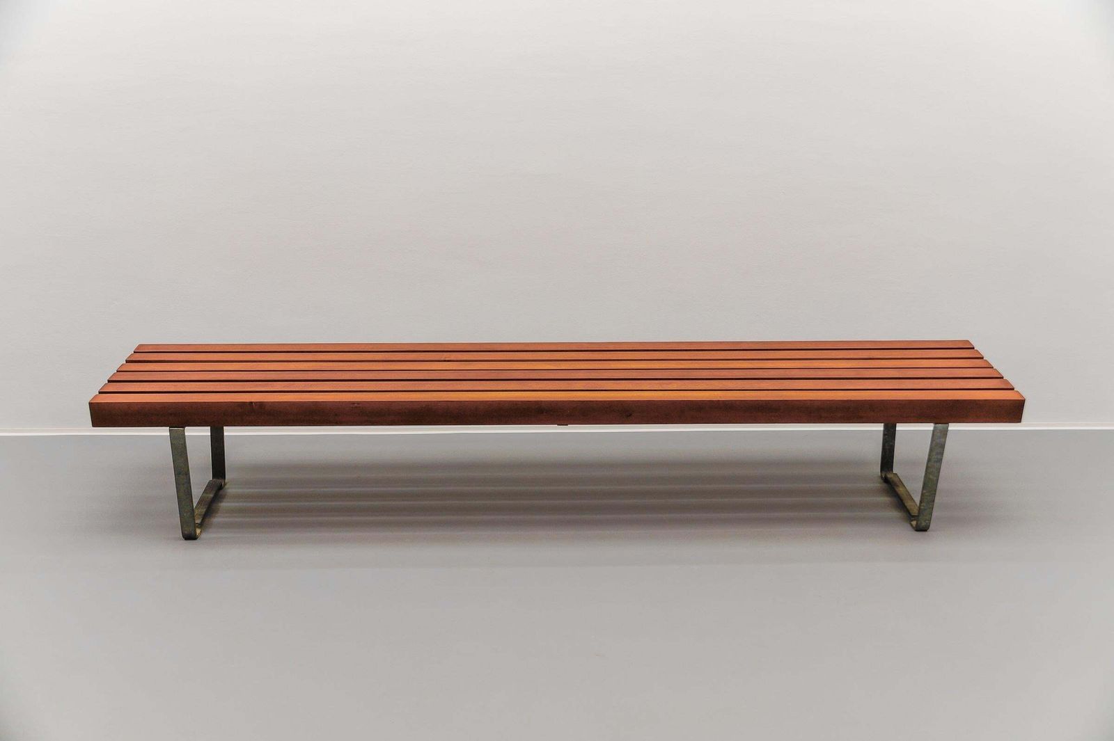 Large And Massive Wood Slatted Bench From The 1960s, Scandinavian photo Furniture